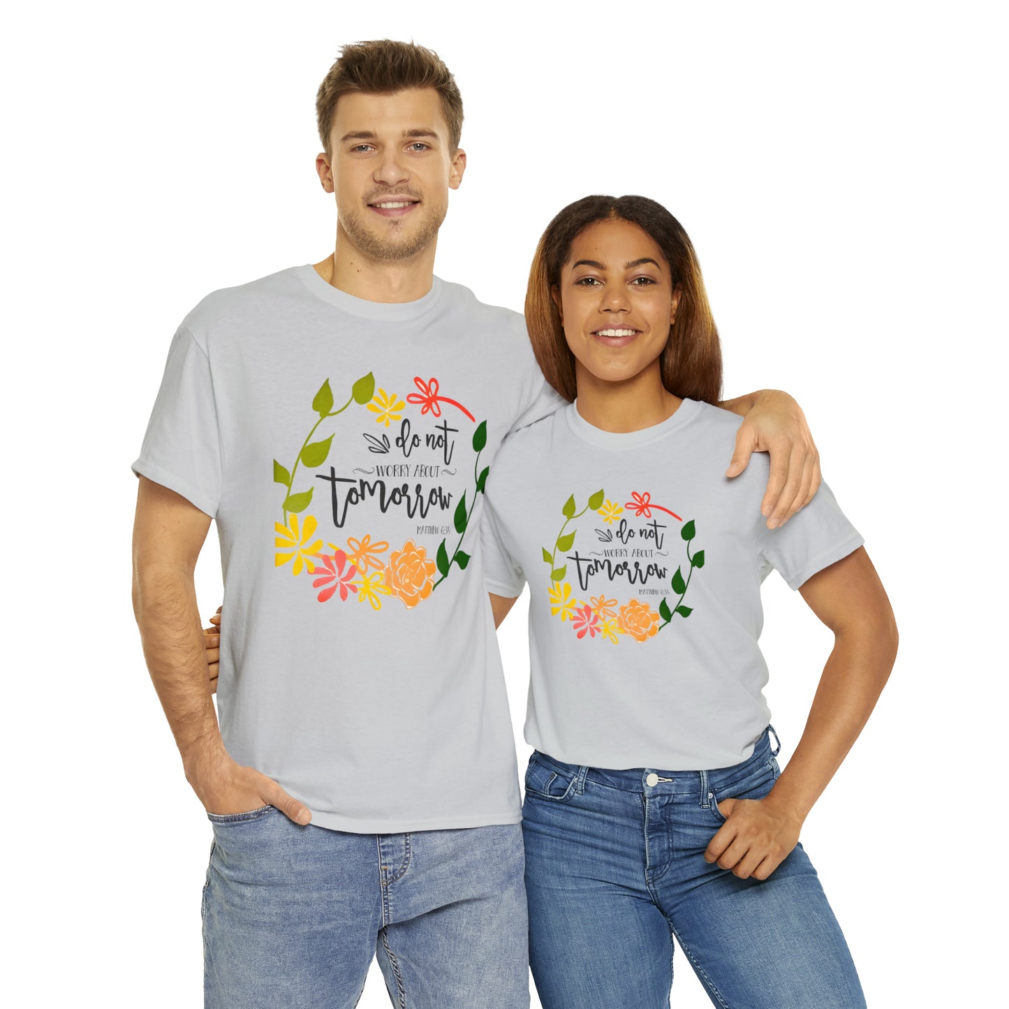 Do not worry about tomorrow (Matthew) - Unisex Heavy Cotton Short Sleeve Tee