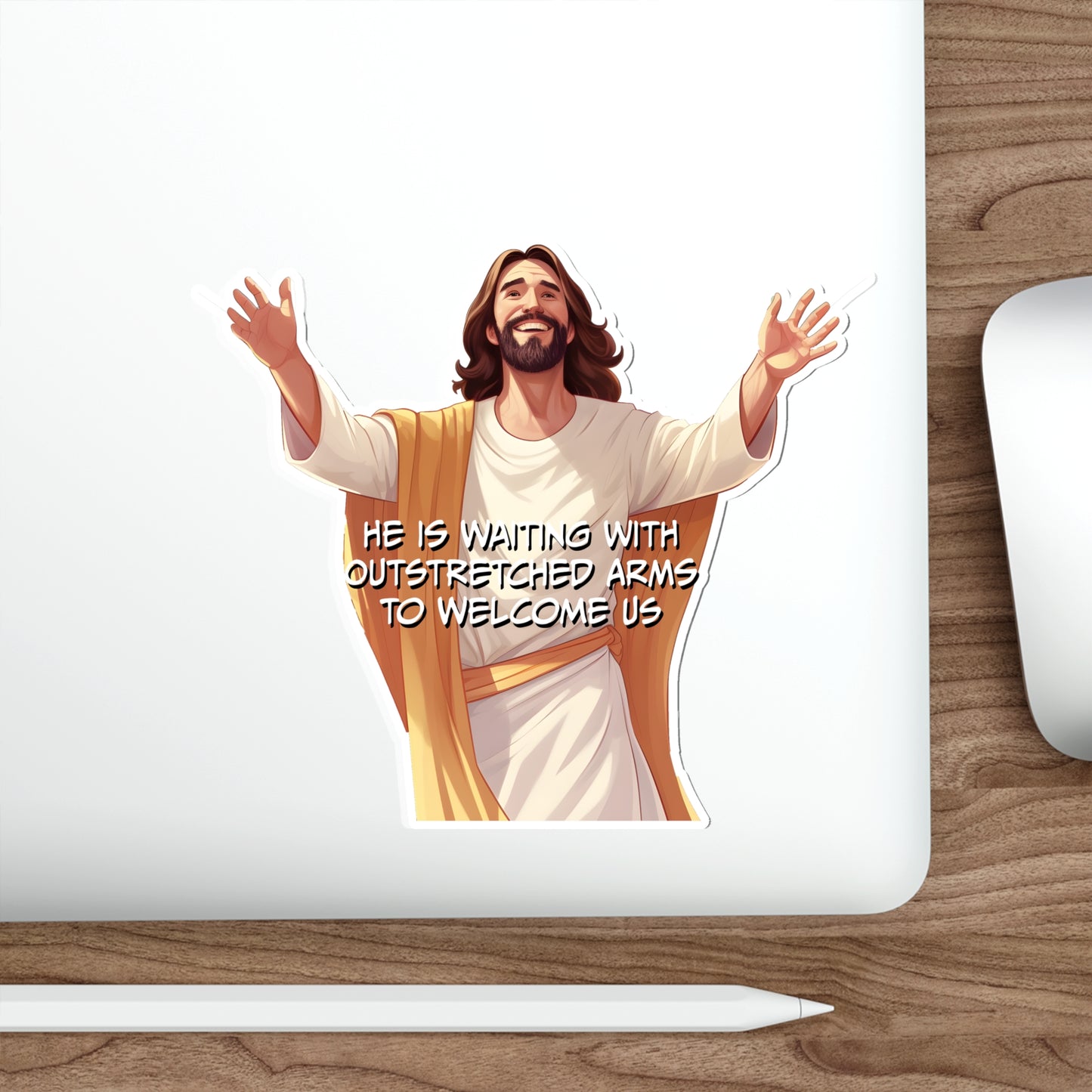 He is Waiting with Outstretched Arms to Welcome Us - Dialogue-3  Die-Cut Stickers (MB)