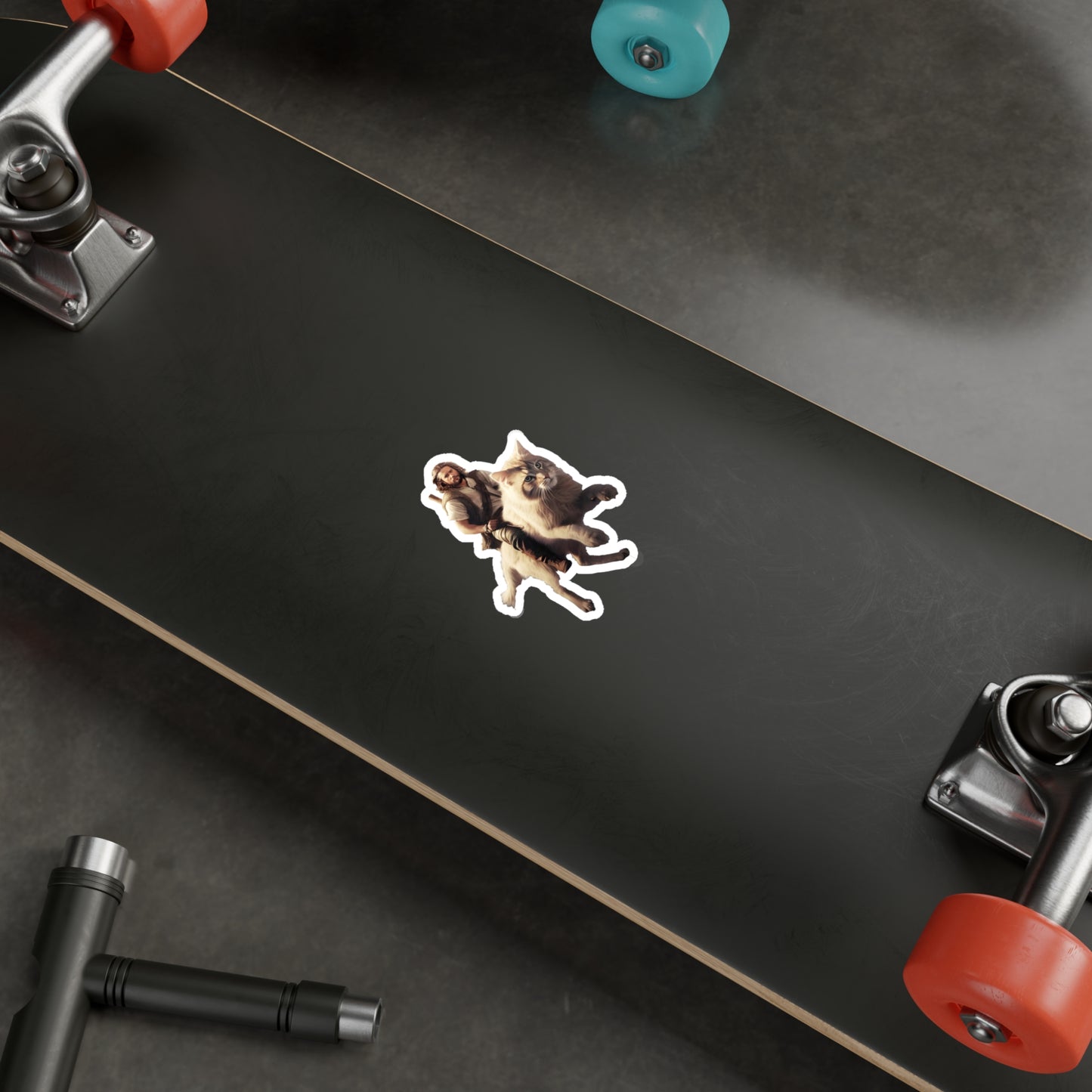 Jesus on a Giant Cat Kiss-Cut Vinyl Decals