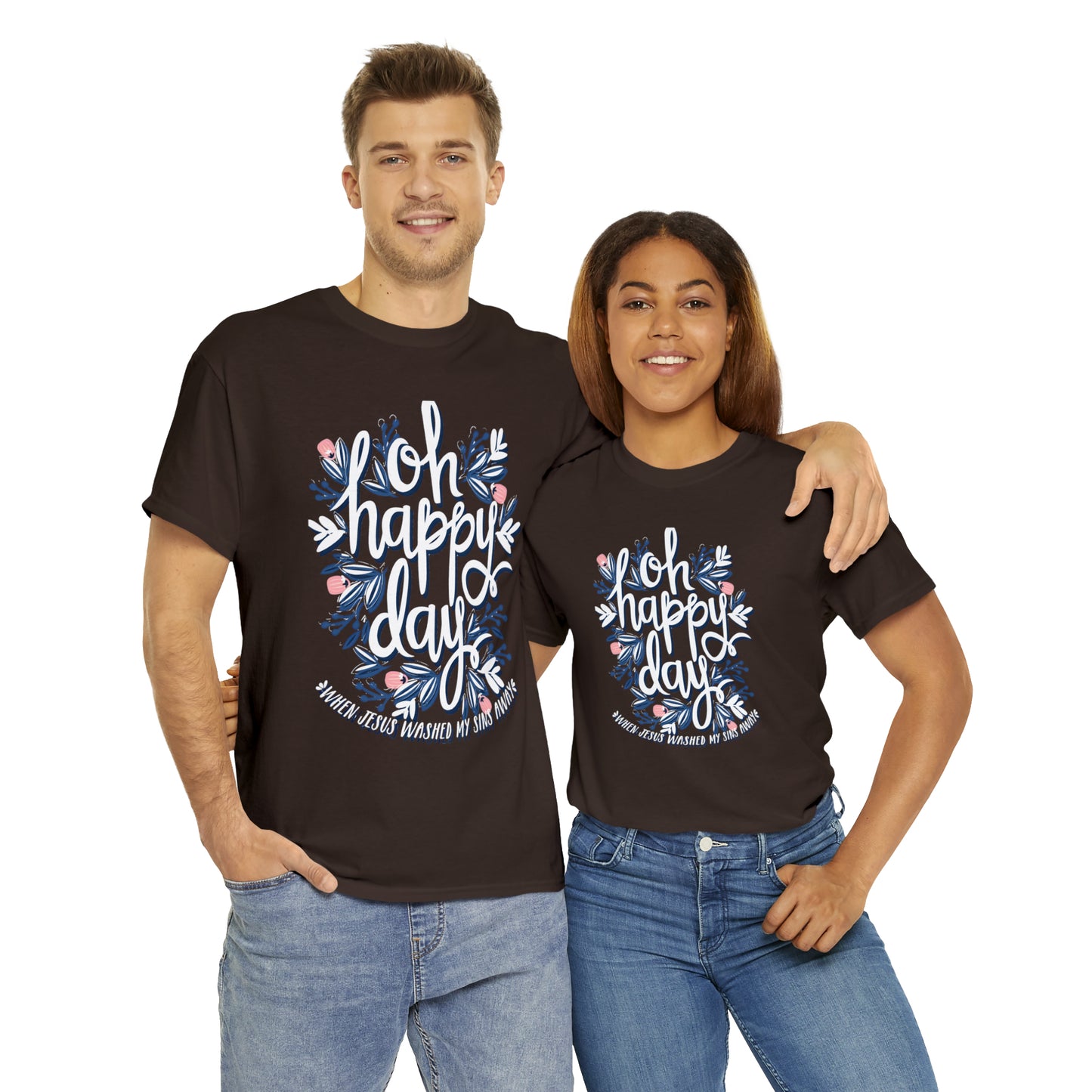 O Happy Day! When Jesus washed my sins away - Unisex Heavy Cotton Short Sleeve Tee