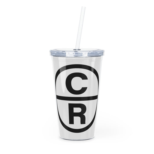 CR Celebrate Recovery Big Logo Updated, Black - Plastic Tumbler with Straw