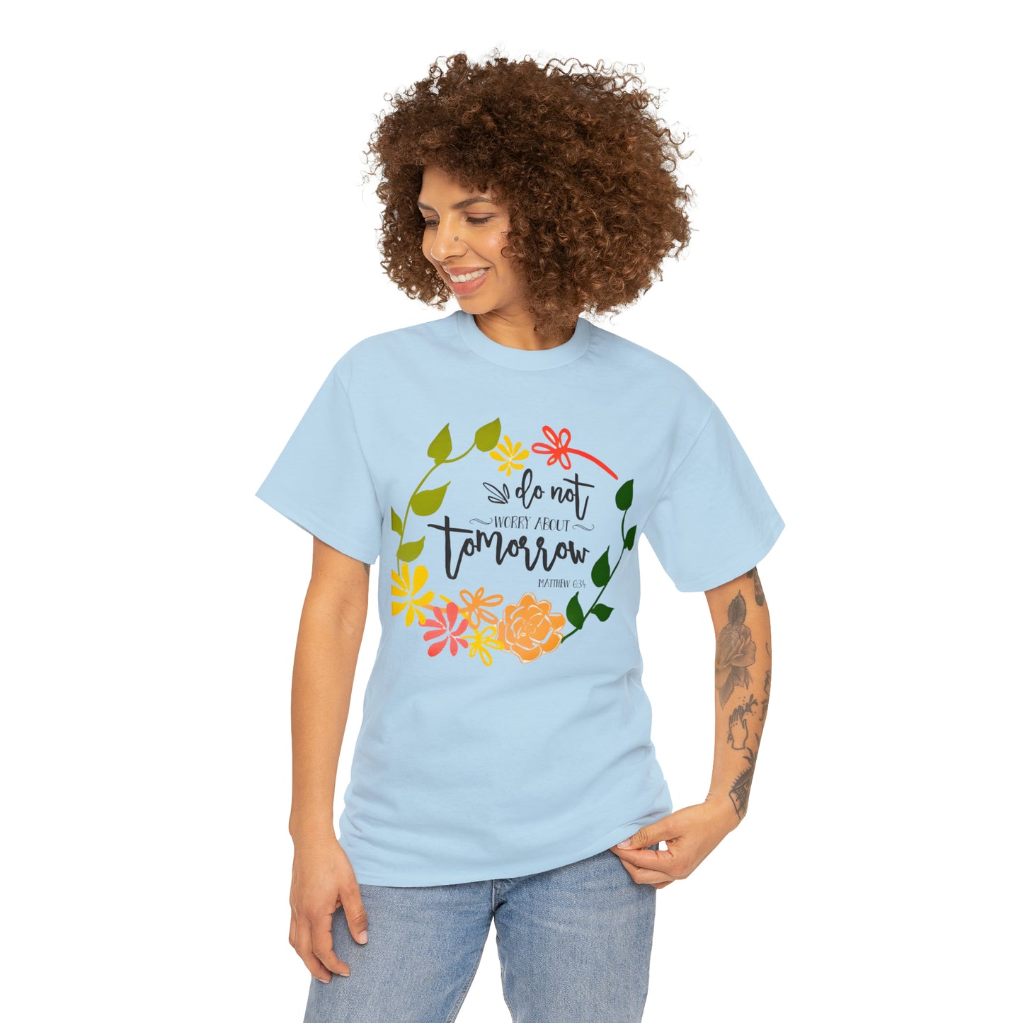 Do not worry about tomorrow (Matthew) - Unisex Heavy Cotton Short Sleeve Tee