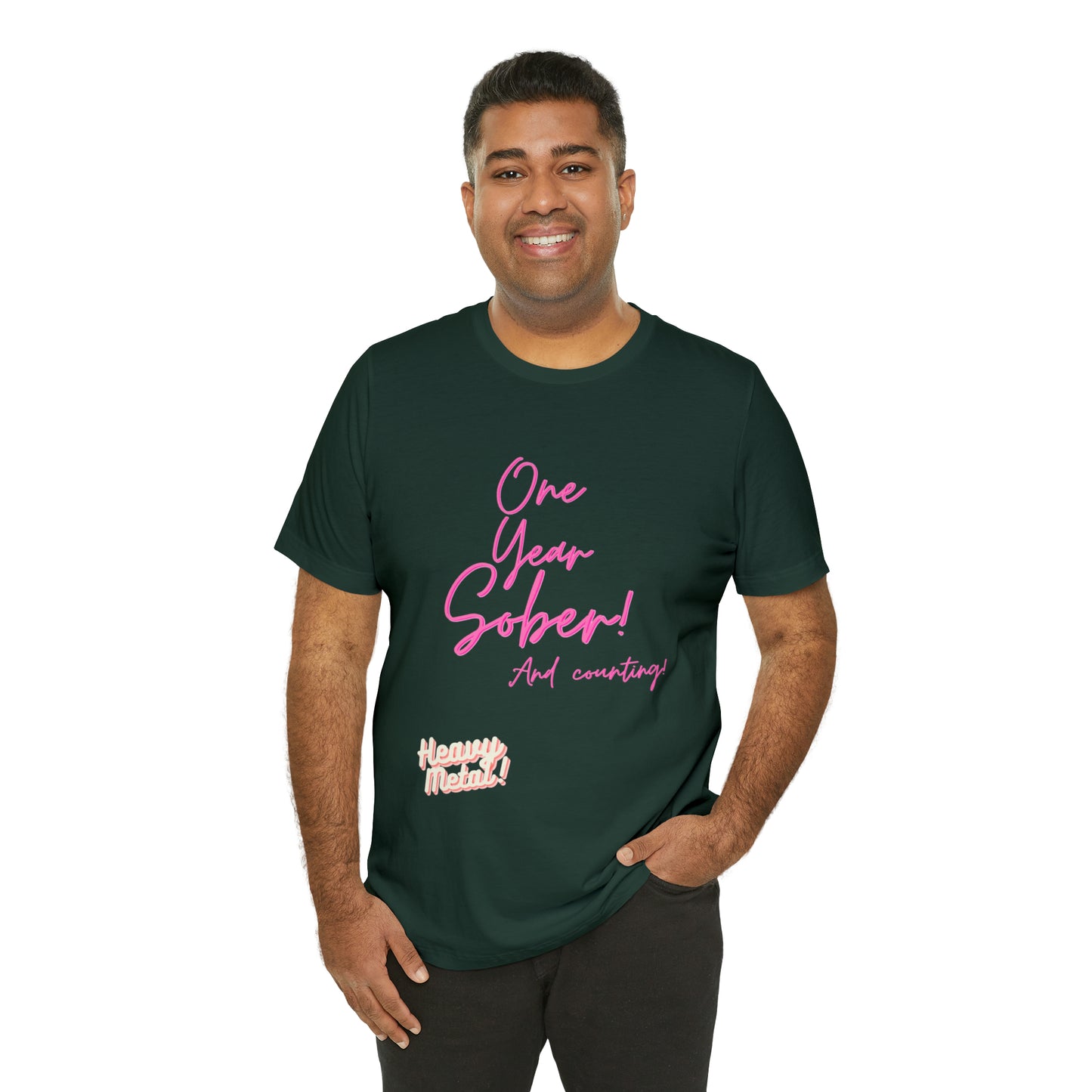 One Year Sober “Heavy Metal” Summer Font  (1 Year Sober) Unisex Jersey Short Sleeve Tee