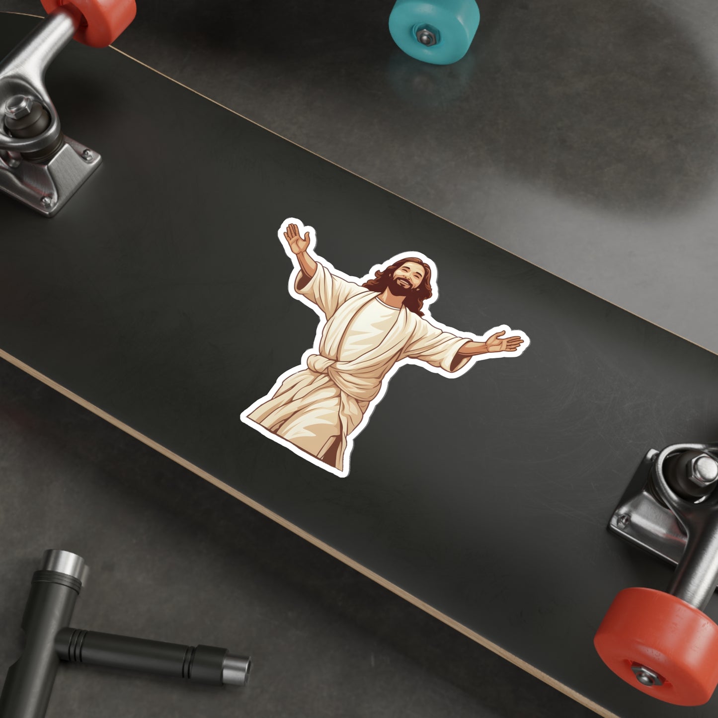 He is Waiting with Outstretched Arms to Welcome Us -4  Die-Cut Stickers (MB)