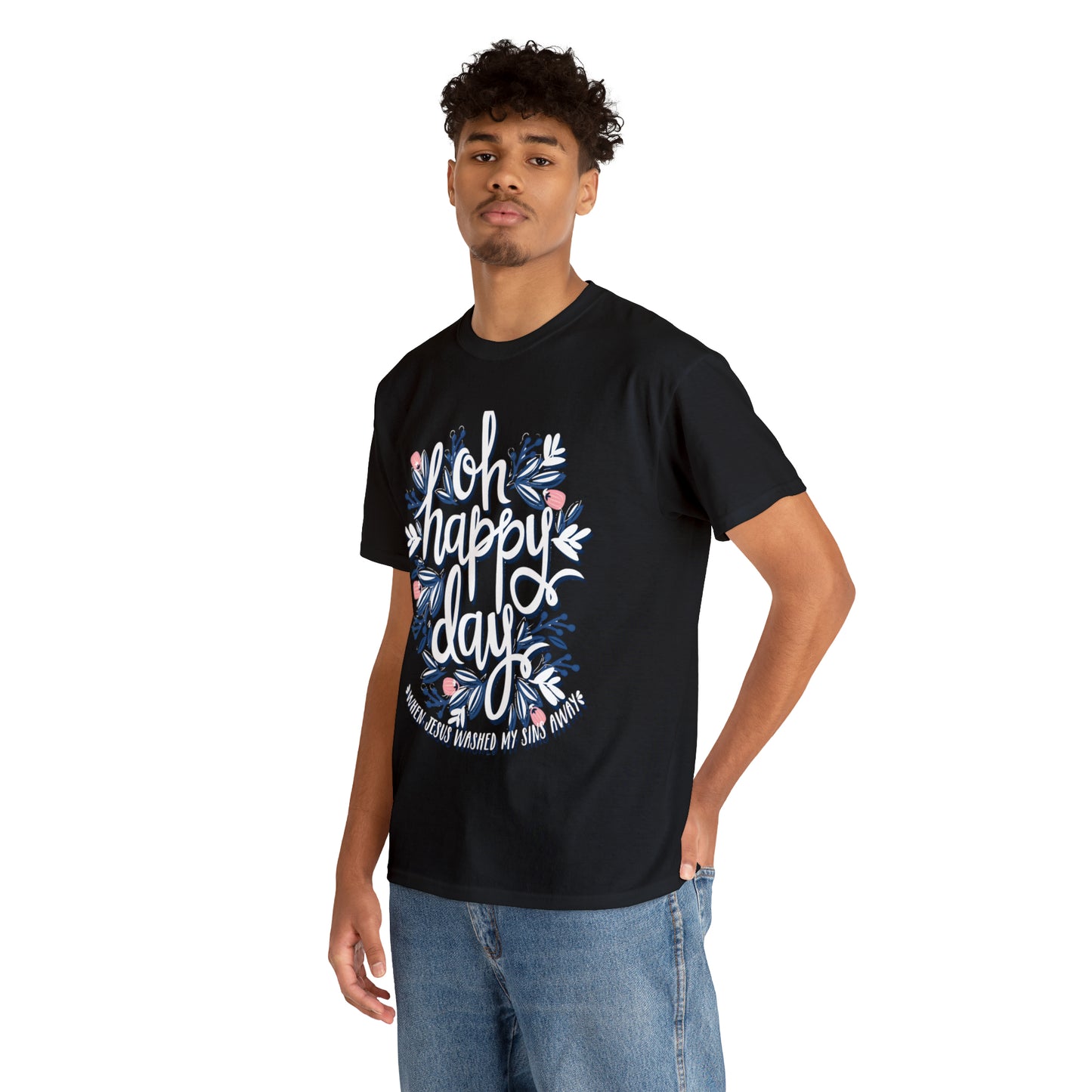 O Happy Day! When Jesus washed my sins away - Unisex Heavy Cotton Short Sleeve Tee