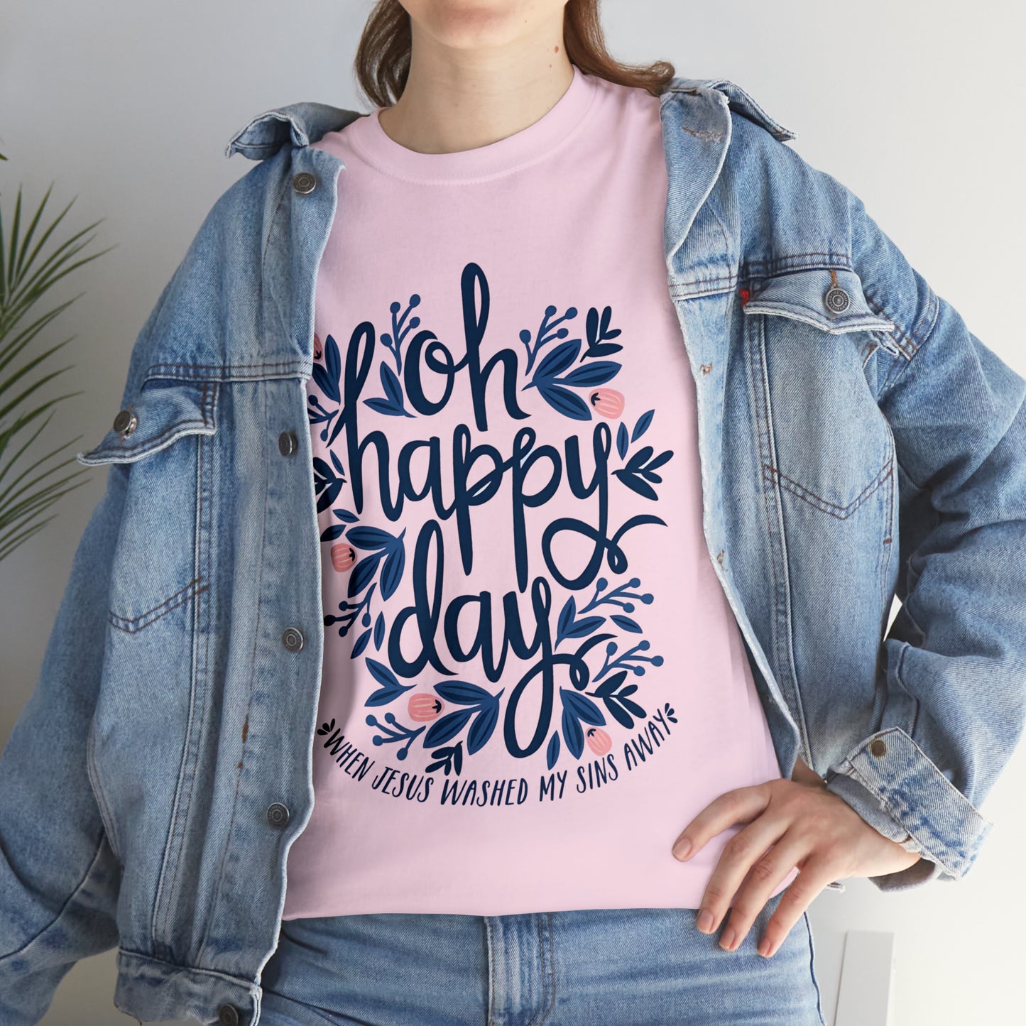 O Happy Day! When Jesus washed my sins away - Unisex Heavy Cotton Short Sleeve Tee