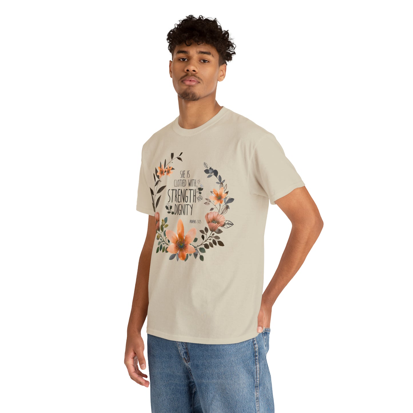 She is clothed with Strength and Dignity - Unisex Heavy Cotton Short Sleeve Tee