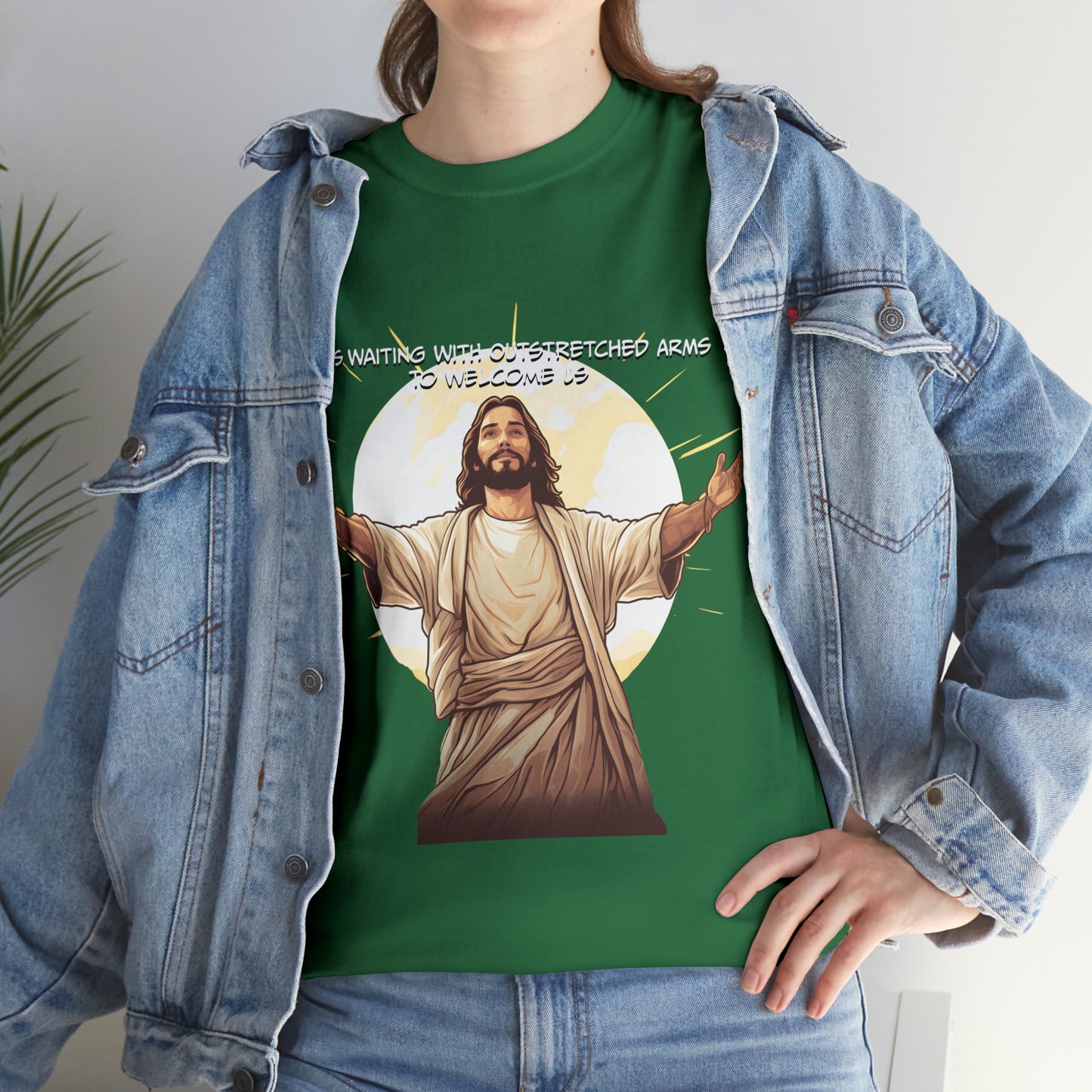 He is Waiting with Outstretched Arms to Welcome Us -  Unisex Heavy Cotton Tee (MB)