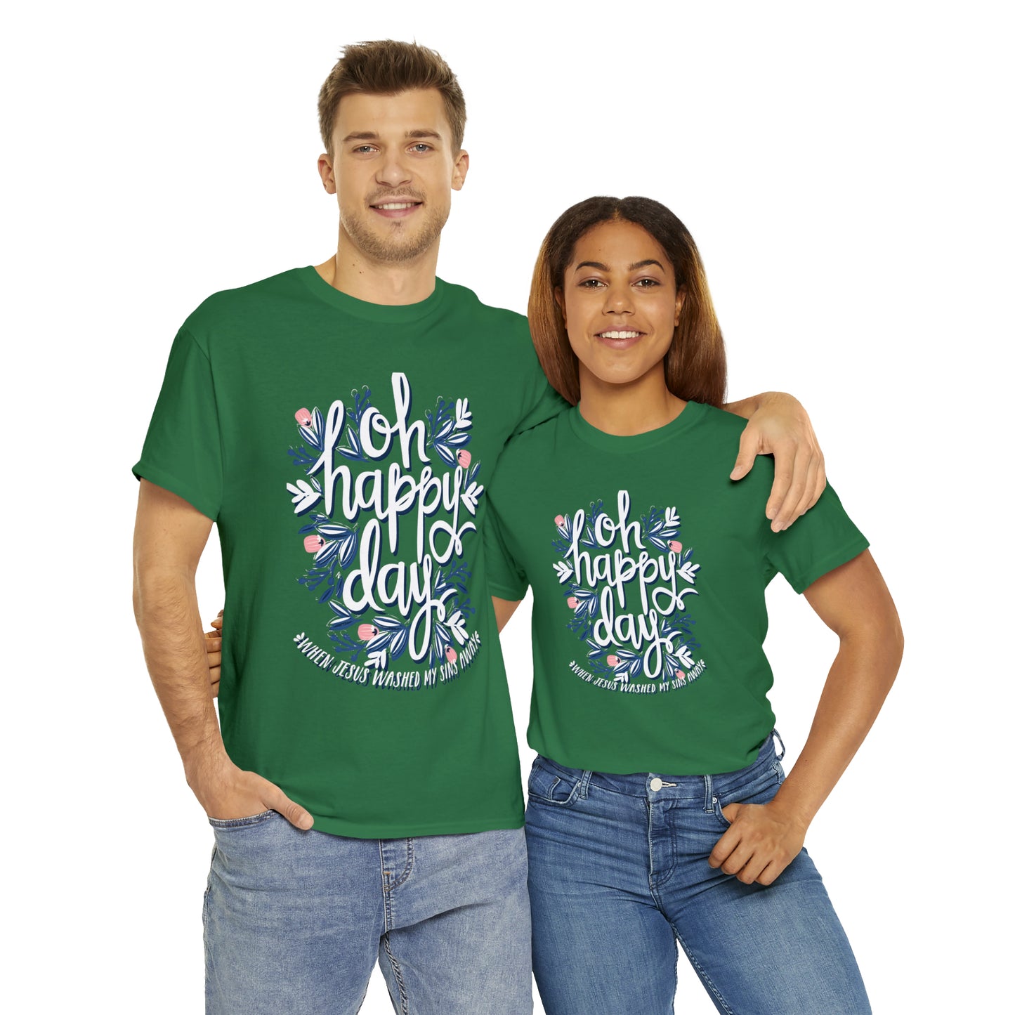 O Happy Day! When Jesus washed my sins away - Unisex Heavy Cotton Short Sleeve Tee