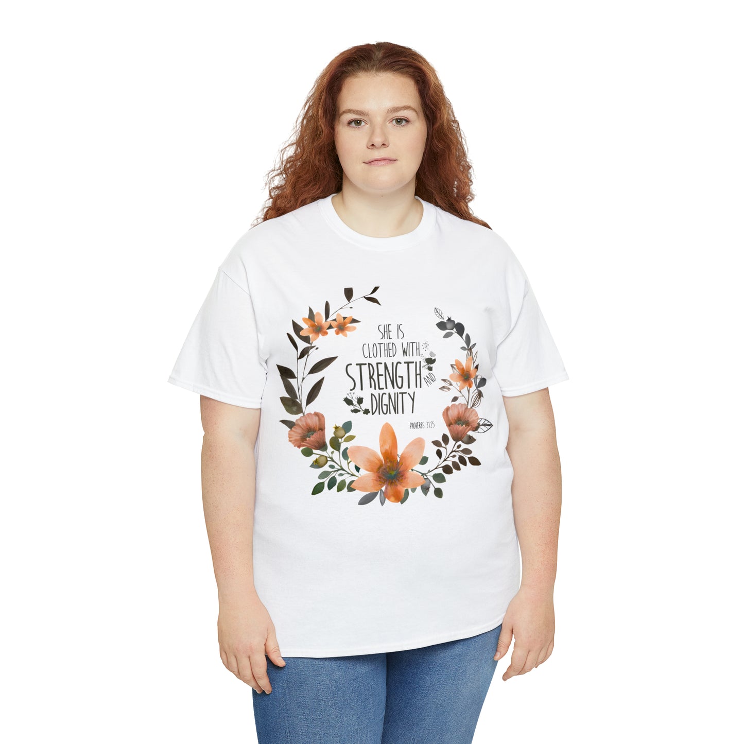 She is clothed with Strength and Dignity - Unisex Heavy Cotton Short Sleeve Tee