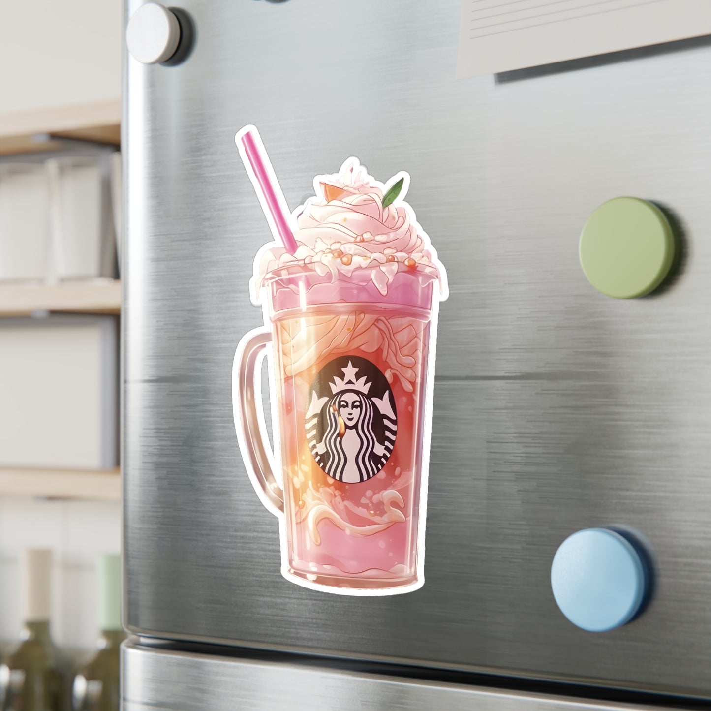 Pink Starbucks Drink (Anime Art Style)  Kiss-Cut Vinyl Decals