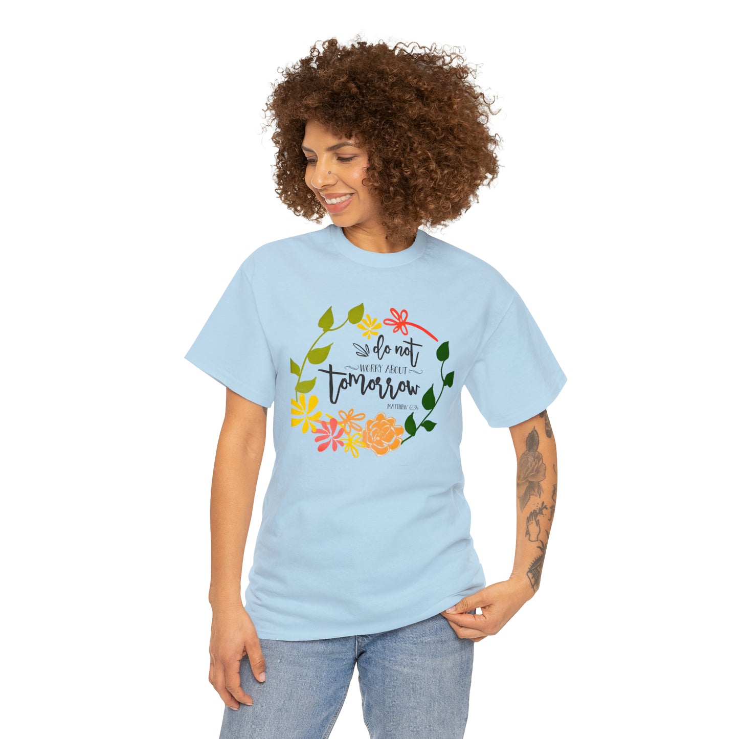 Do not worry about tomorrow (Matthew) - Unisex Heavy Cotton Short Sleeve Tee