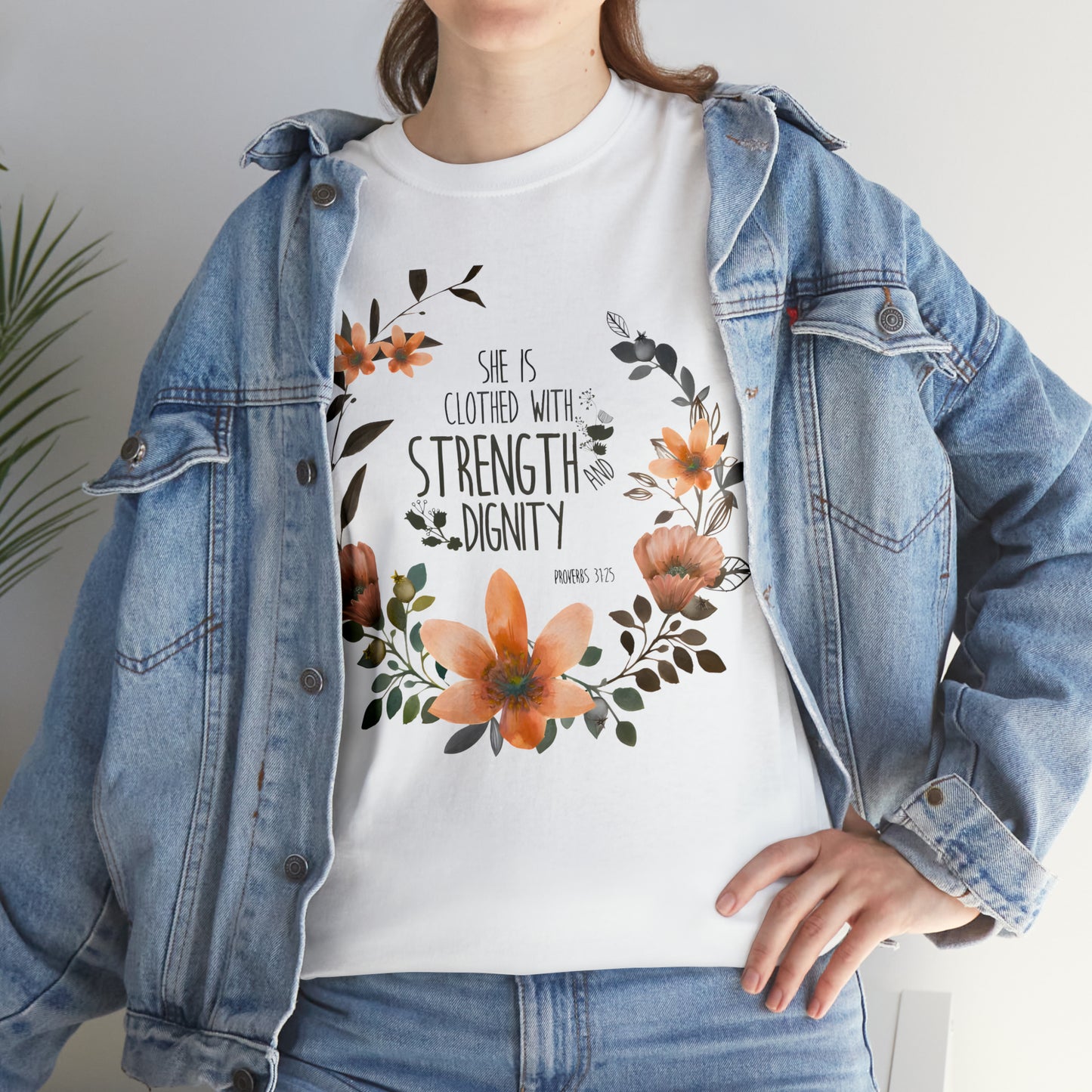She is clothed with Strength and Dignity - Unisex Heavy Cotton Short Sleeve Tee
