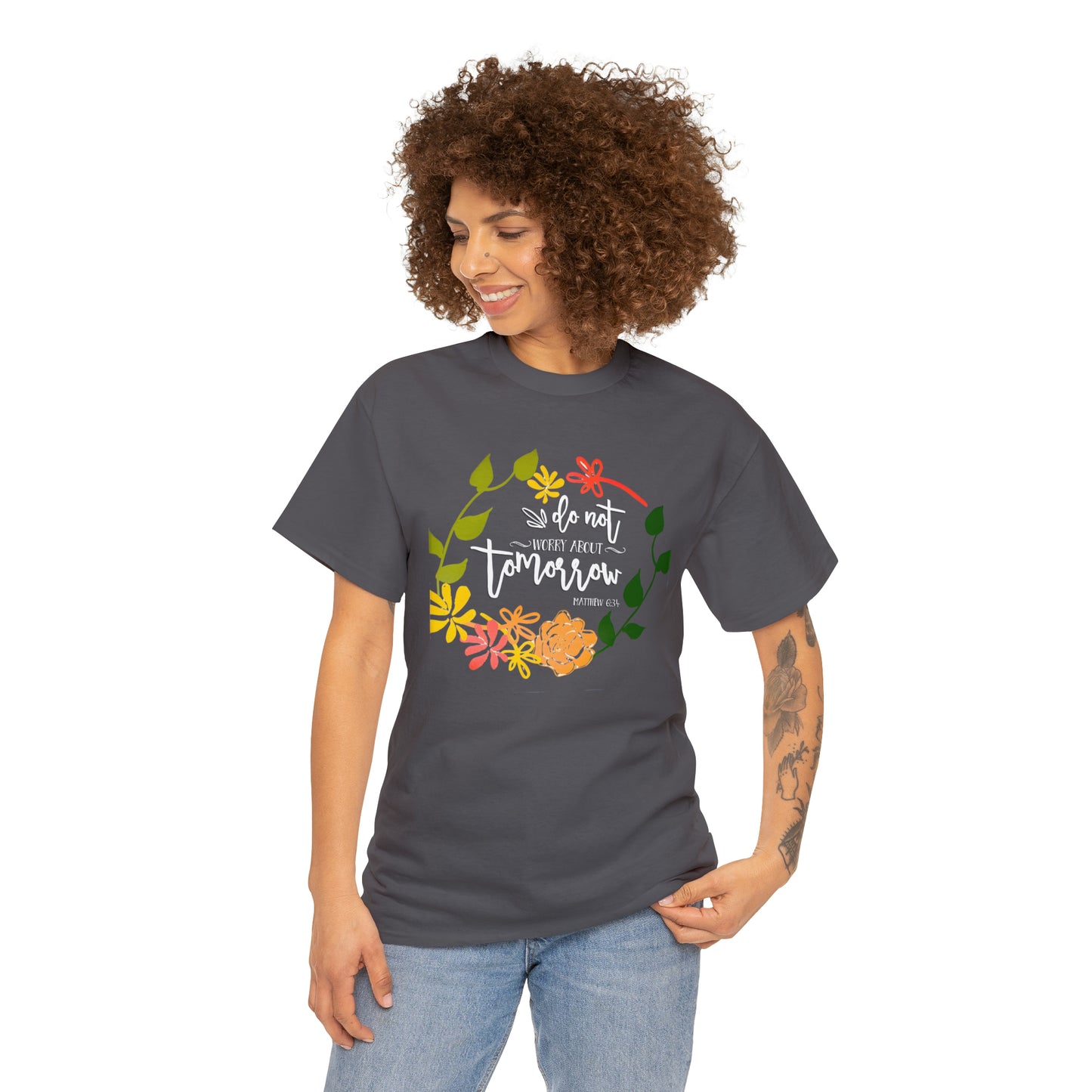 Do not worry about tomorrow (Matthew) - Unisex Heavy Cotton Short Sleeve Tee
