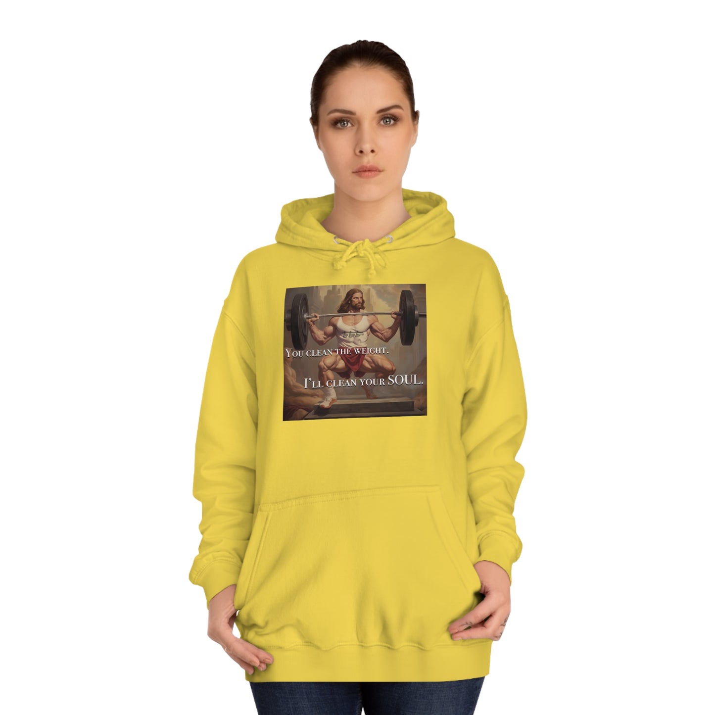 Body Builder Jesus Power Cleans Your Soul Unisex College Hoodie