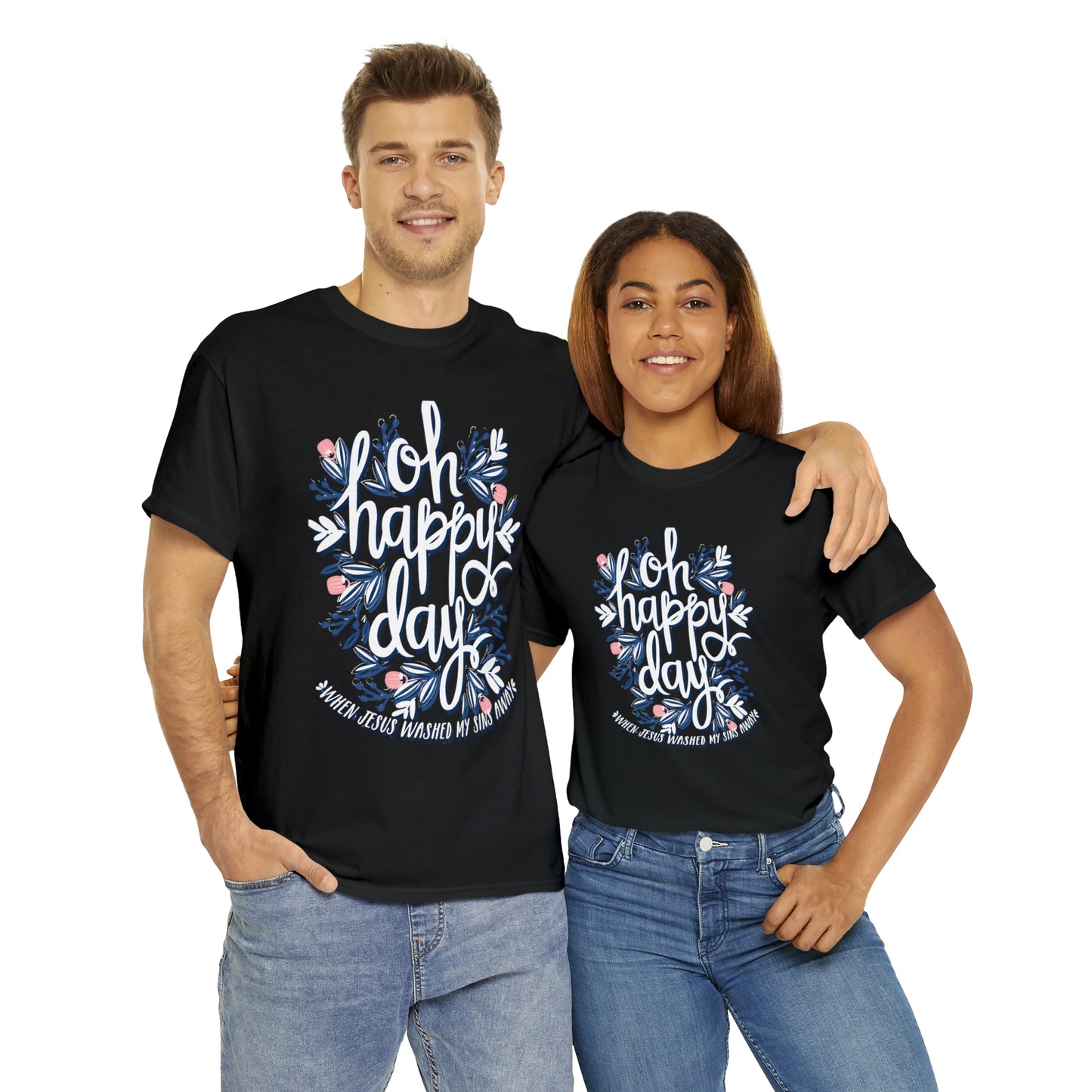 O Happy Day! When Jesus washed my sins away - Unisex Heavy Cotton Short Sleeve Tee