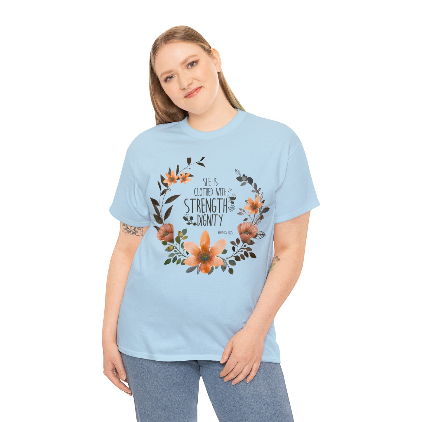 She is clothed with Strength and Dignity - Unisex Heavy Cotton Short Sleeve Tee