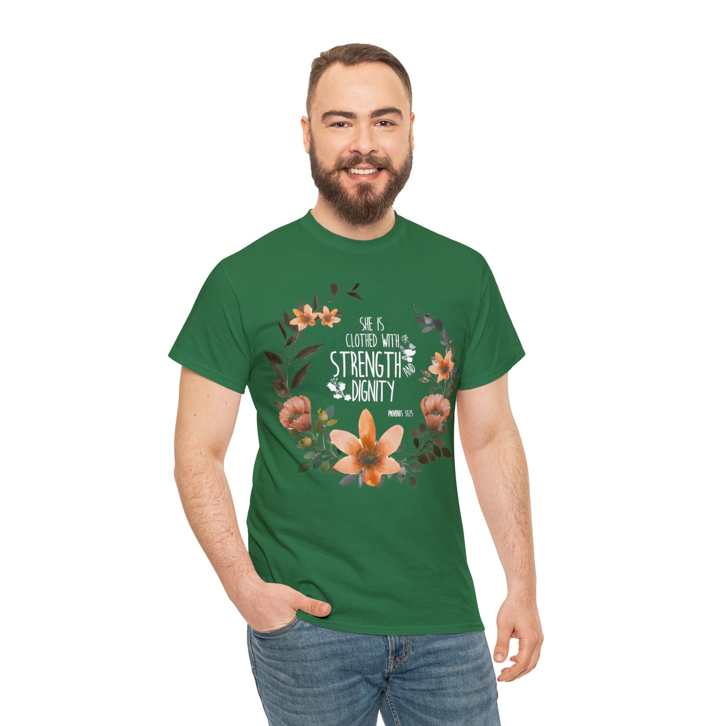 She is clothed with Strength and Dignity - Unisex Heavy Cotton Short Sleeve Tee