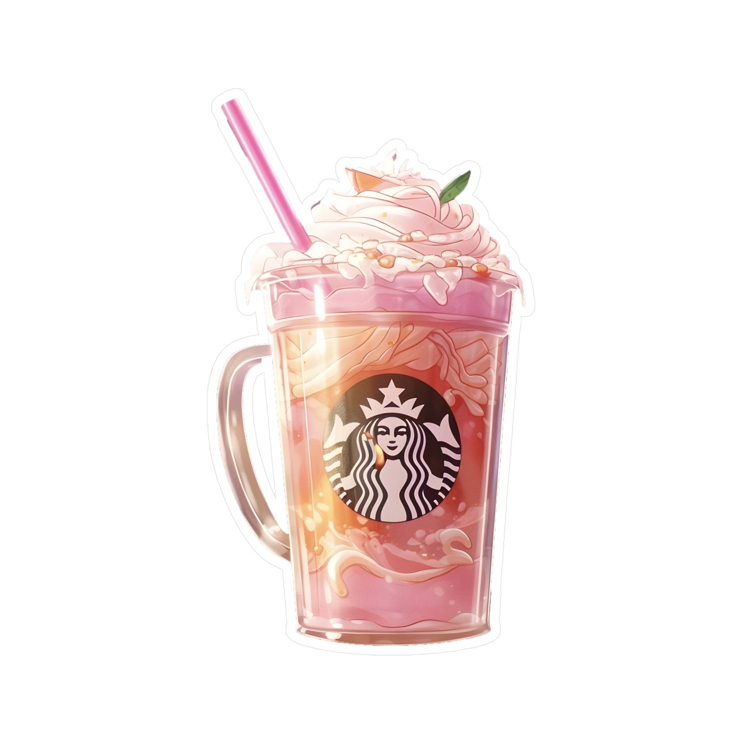 Pink Starbucks Drink (Anime Art Style)  Kiss-Cut Vinyl Decals