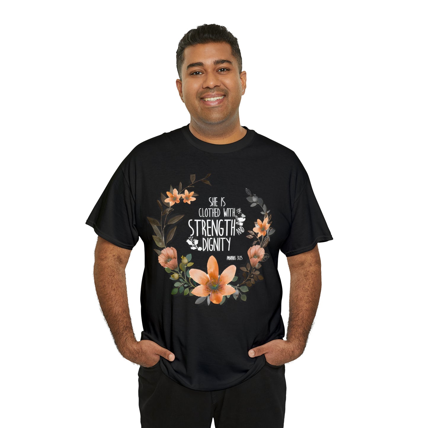 She is clothed with Strength and Dignity - Unisex Heavy Cotton Short Sleeve Tee