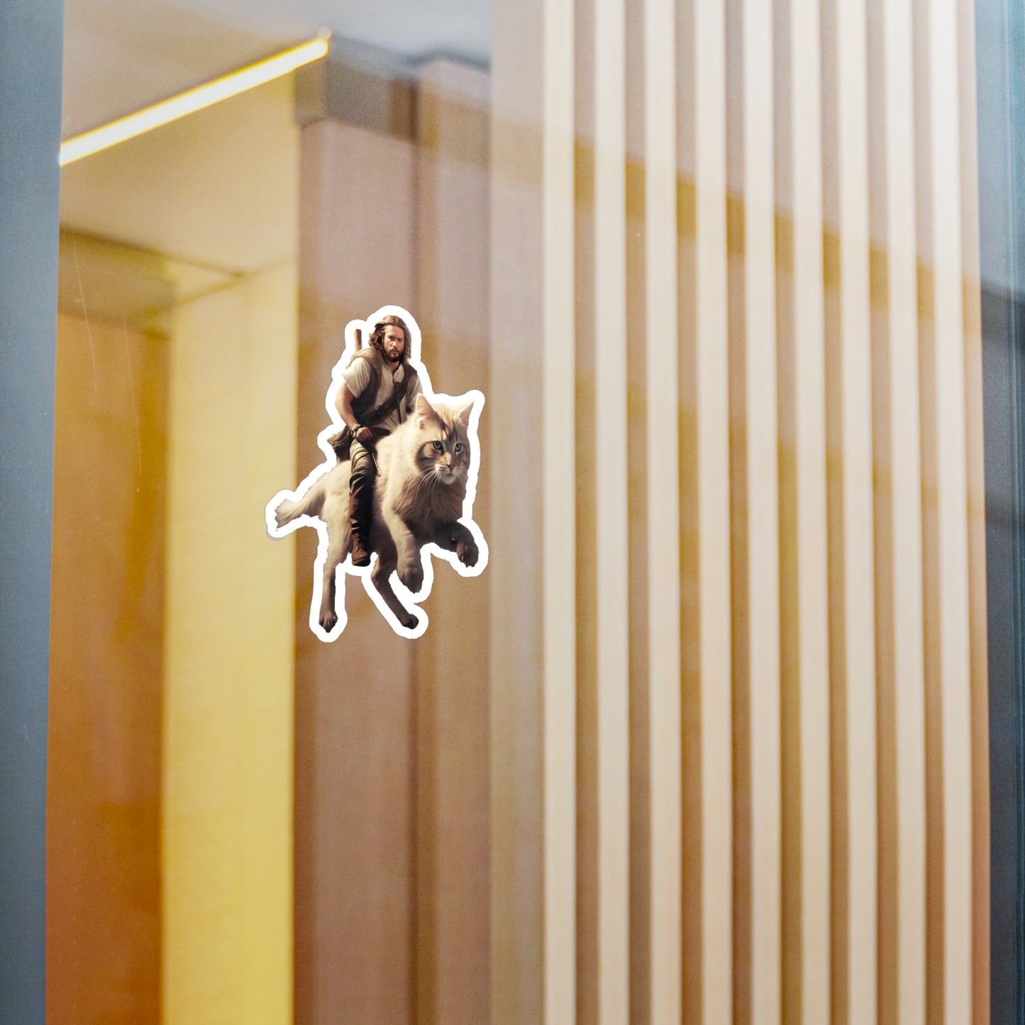 Jesus on a Giant Cat Kiss-Cut Vinyl Decals