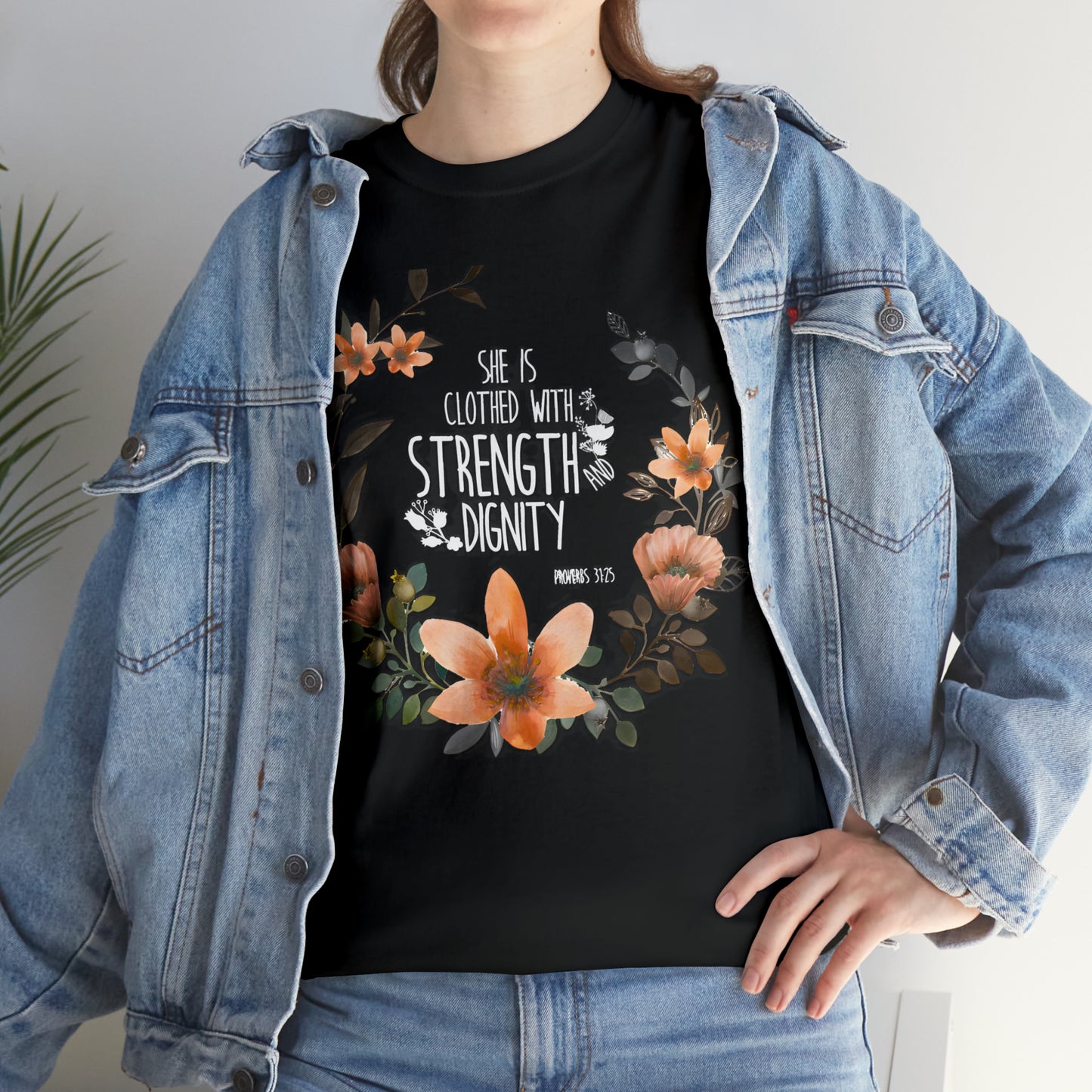 She is clothed with Strength and Dignity - Unisex Heavy Cotton Short Sleeve Tee