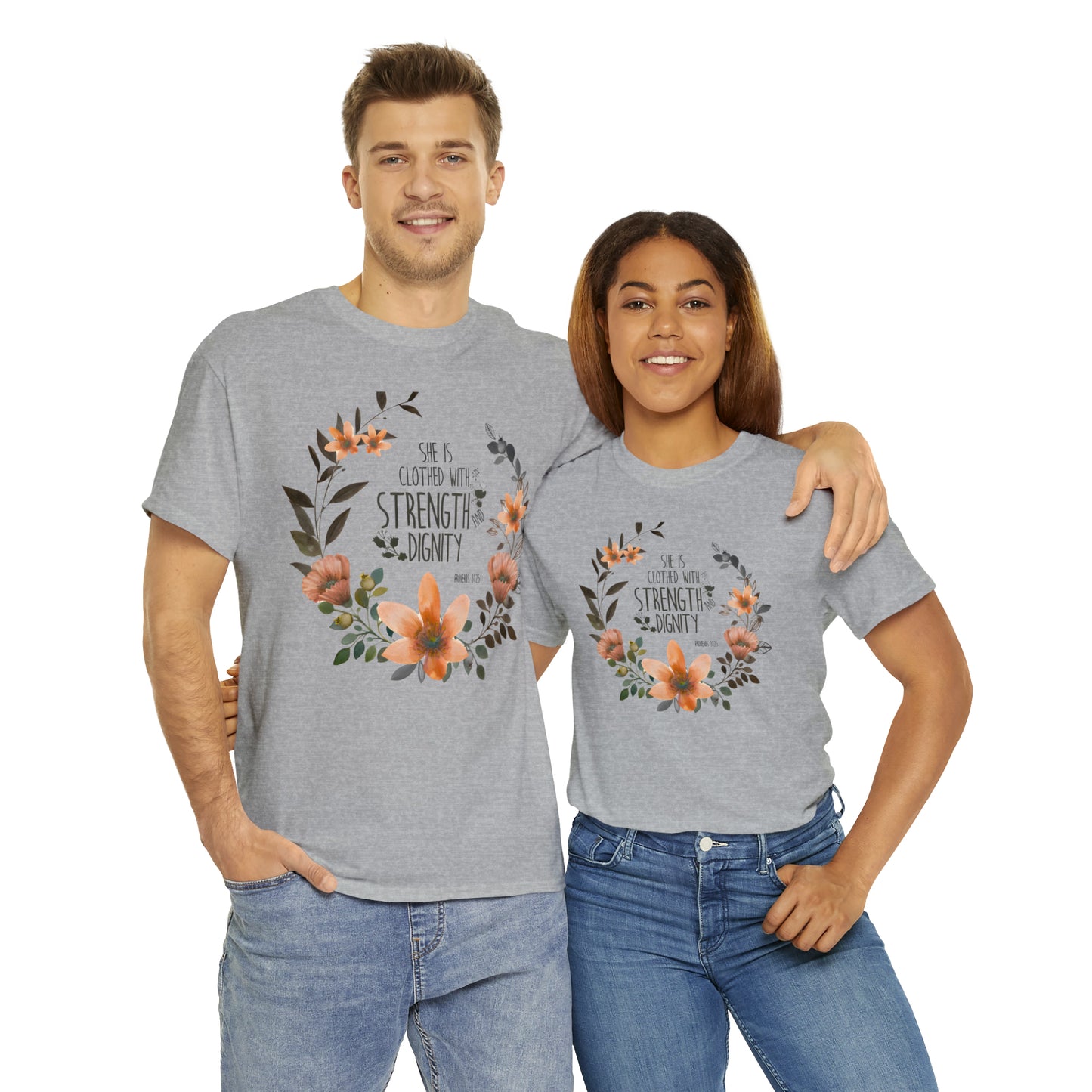 She is clothed with Strength and Dignity - Unisex Heavy Cotton Short Sleeve Tee