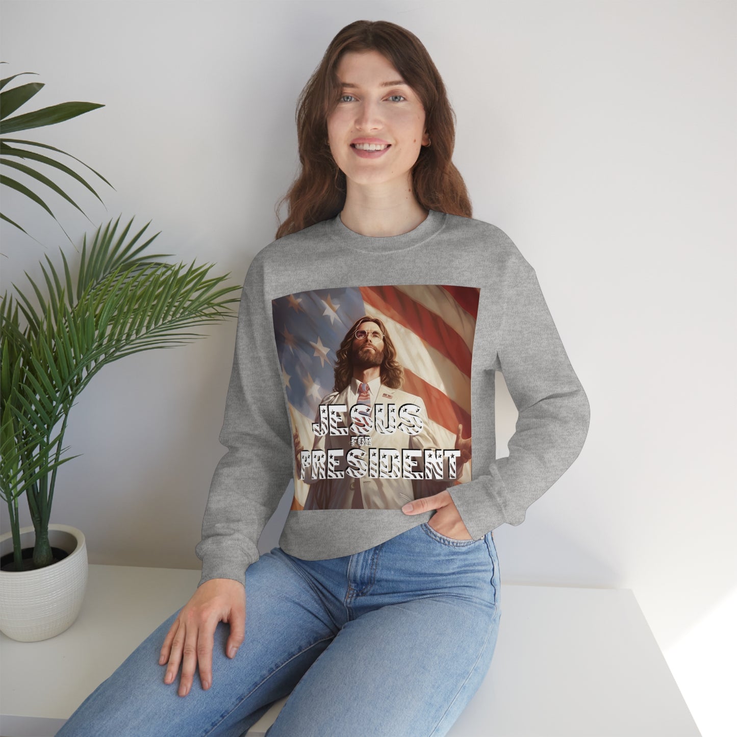 Jesus for President Unisex Heavy Blend™ Crewneck Sweatshirt