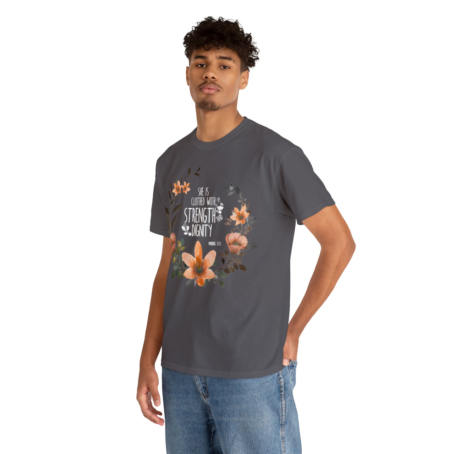 She is clothed with Strength and Dignity - Unisex Heavy Cotton Short Sleeve Tee