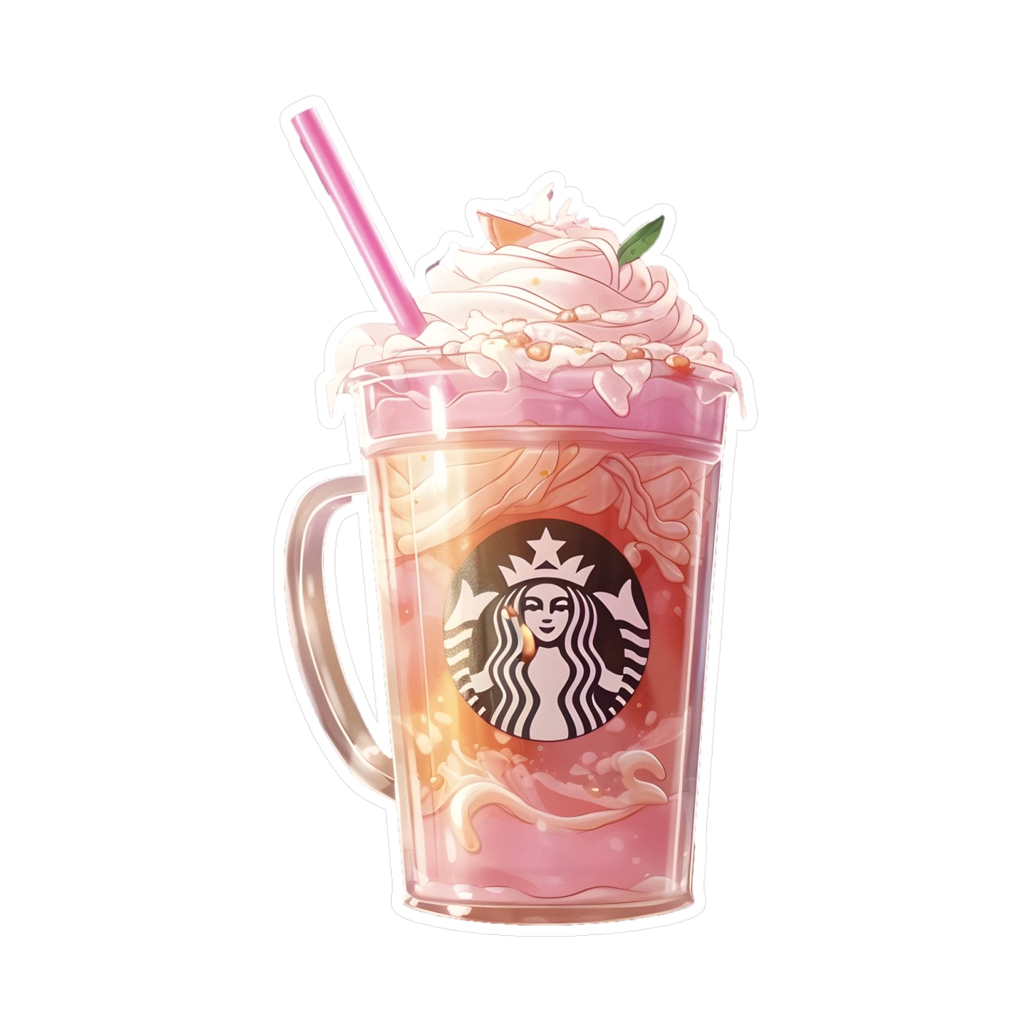 Pink Starbucks Drink (Anime Art Style)  Kiss-Cut Vinyl Decals