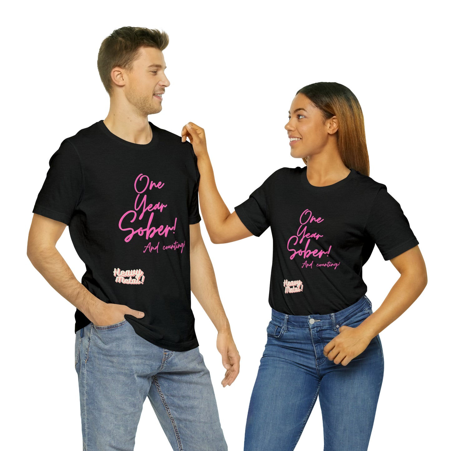 One Year Sober “Heavy Metal” Summer Font  (1 Year Sober) Unisex Jersey Short Sleeve Tee
