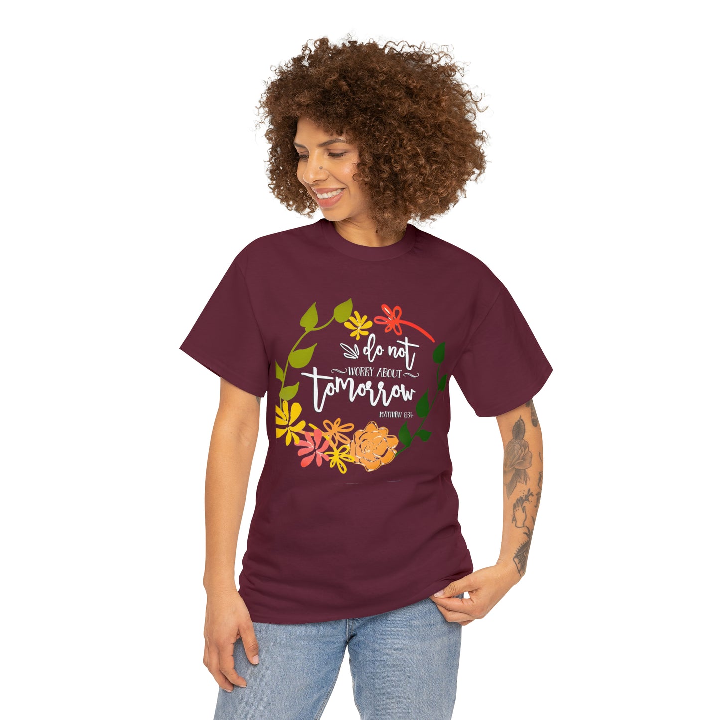 Do not worry about tomorrow (Matthew) - Unisex Heavy Cotton Short Sleeve Tee