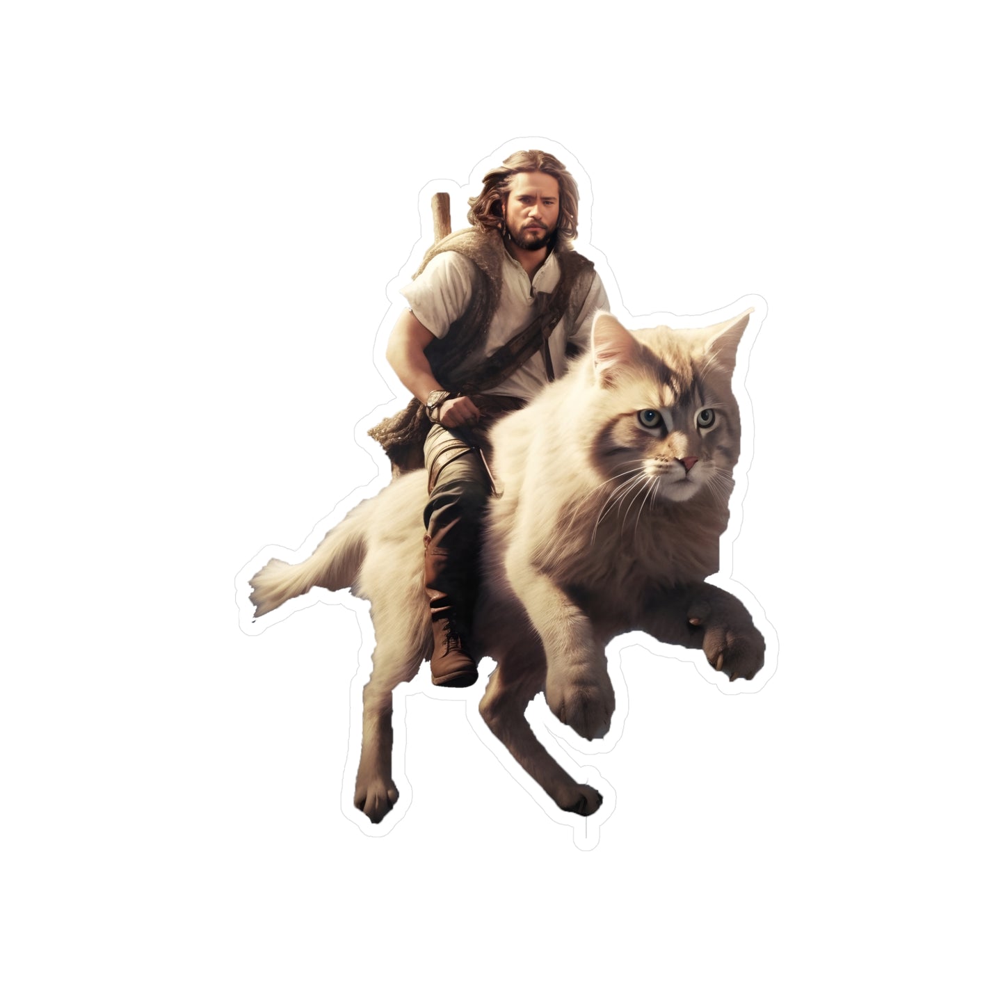 Jesus on a Giant Cat Kiss-Cut Vinyl Decals