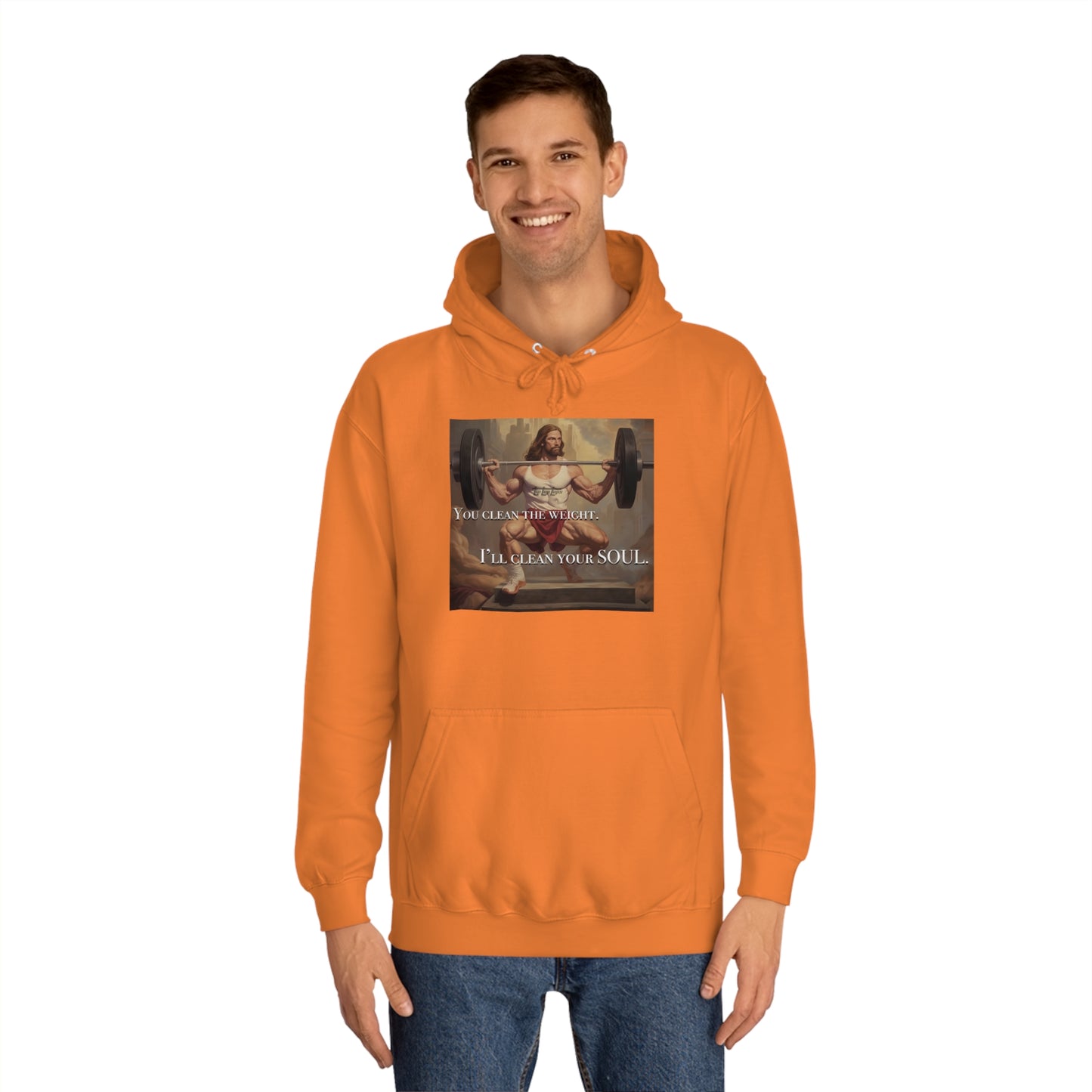 Body Builder Jesus Power Cleans Your Soul Unisex College Hoodie
