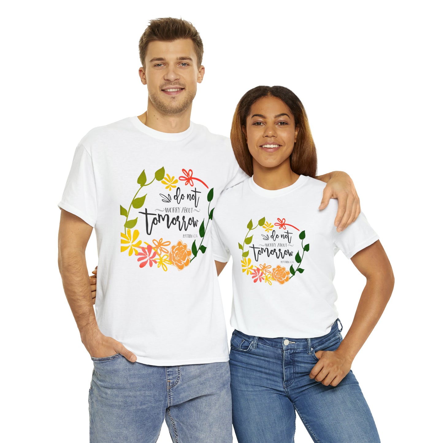 Do not worry about tomorrow (Matthew) - Unisex Heavy Cotton Short Sleeve Tee