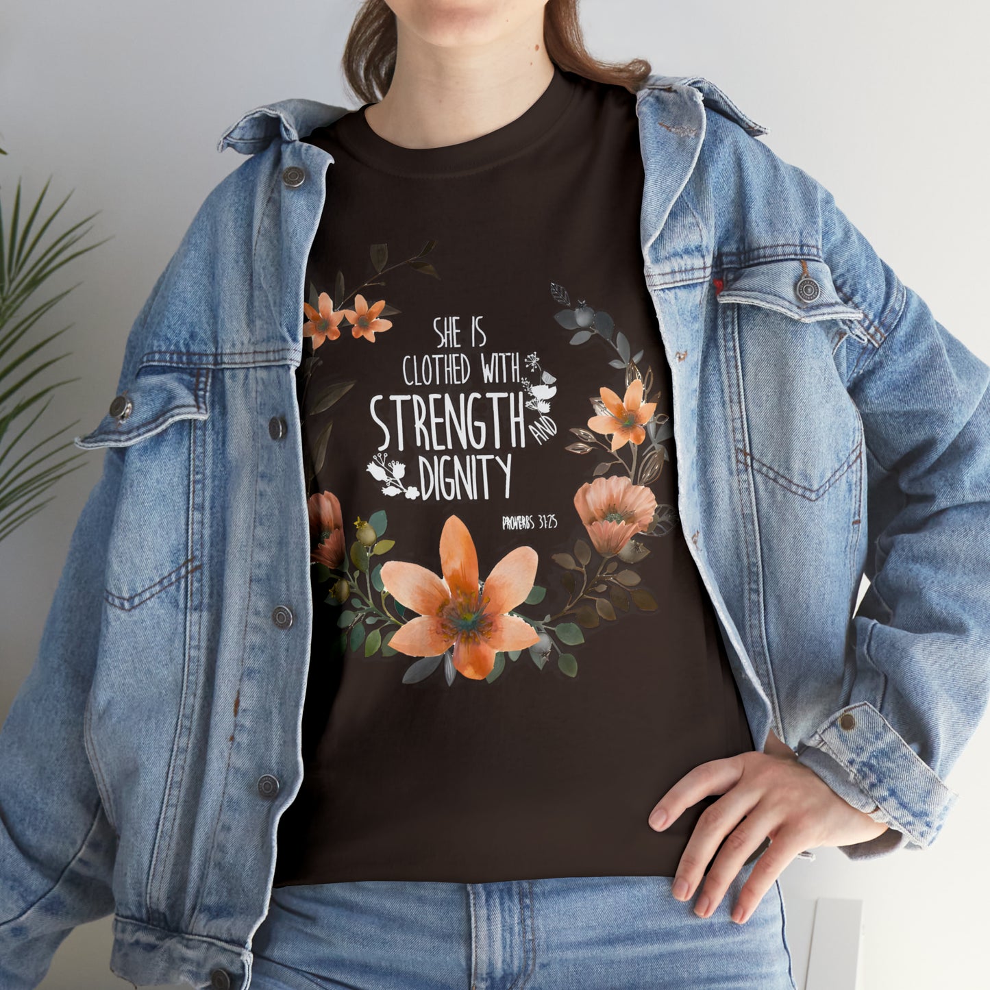 She is clothed with Strength and Dignity - Unisex Heavy Cotton Short Sleeve Tee