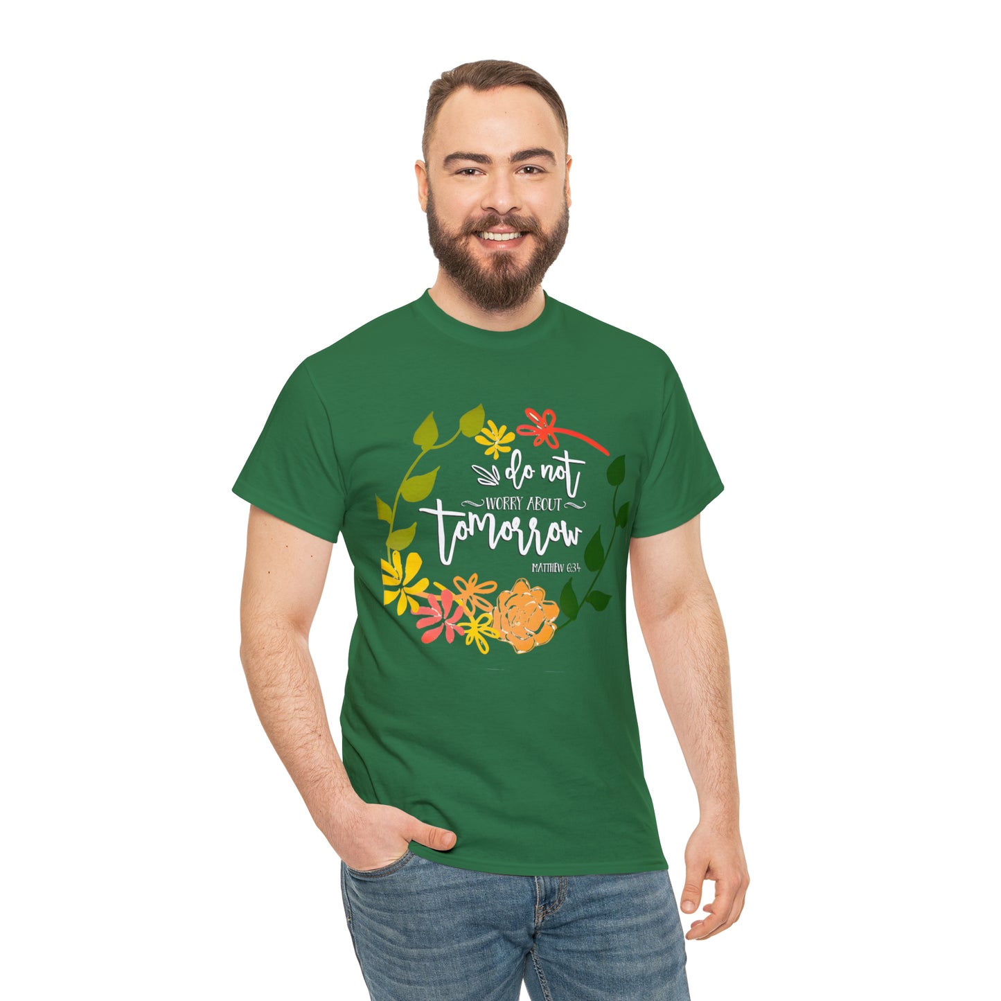Do not worry about tomorrow (Matthew) - Unisex Heavy Cotton Short Sleeve Tee