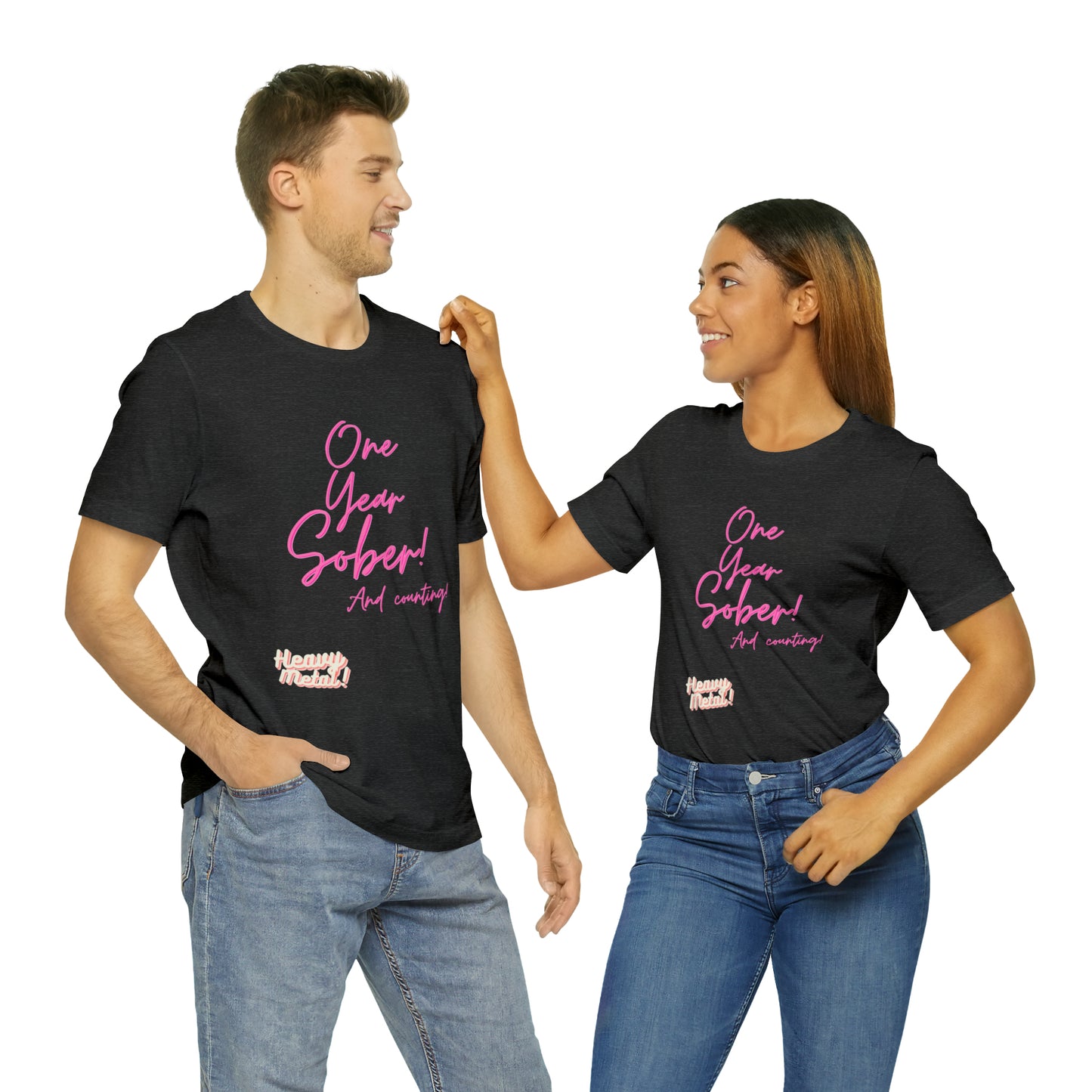 One Year Sober “Heavy Metal” Summer Font  (1 Year Sober) Unisex Jersey Short Sleeve Tee