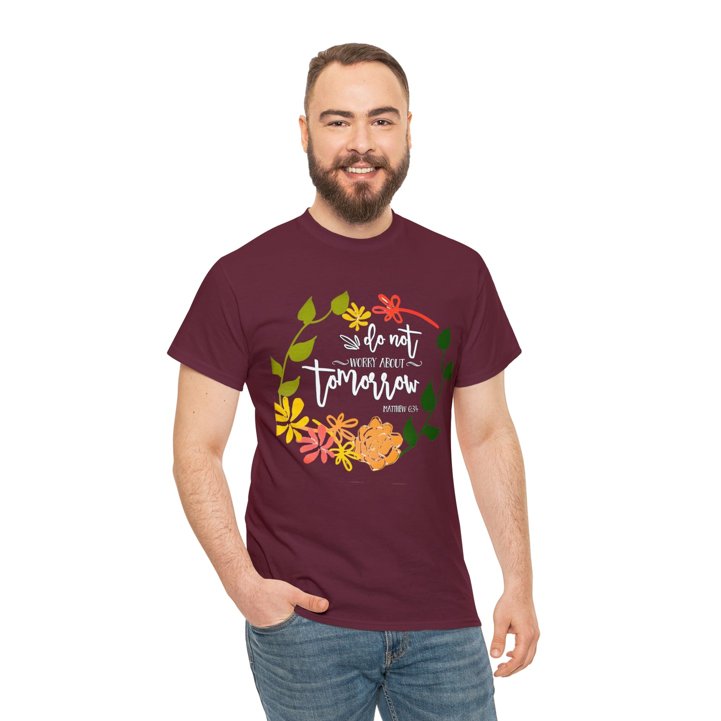 Do not worry about tomorrow (Matthew) - Unisex Heavy Cotton Short Sleeve Tee