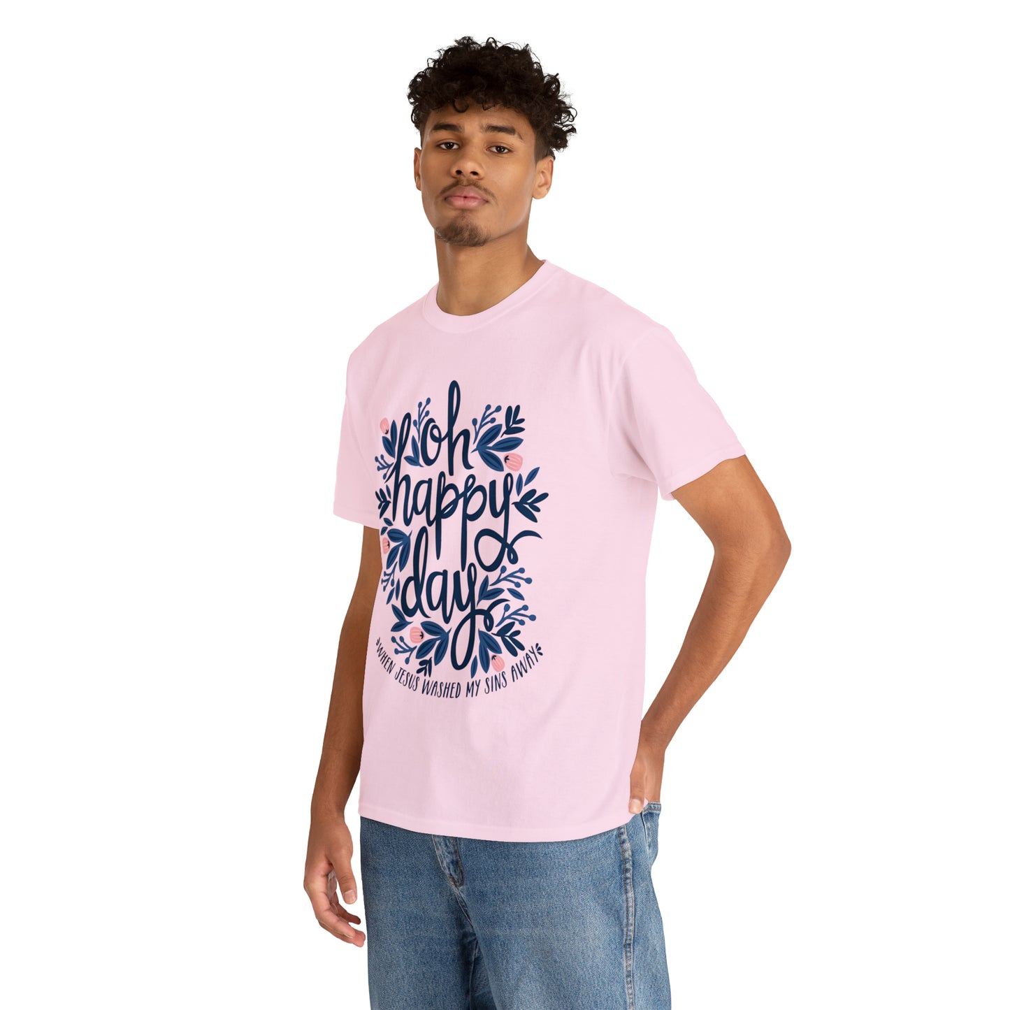 O Happy Day! When Jesus washed my sins away - Unisex Heavy Cotton Short Sleeve Tee