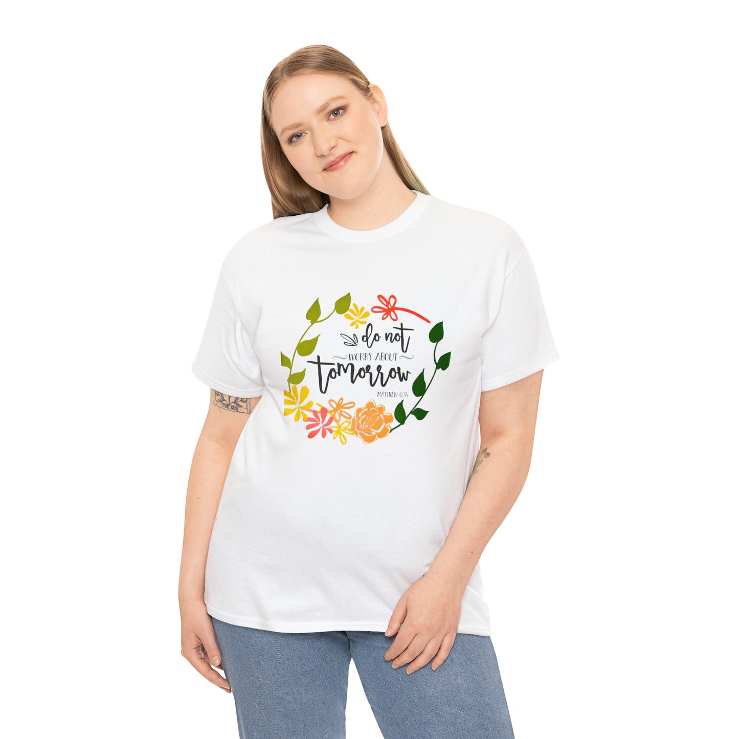 Do not worry about tomorrow (Matthew) - Unisex Heavy Cotton Short Sleeve Tee