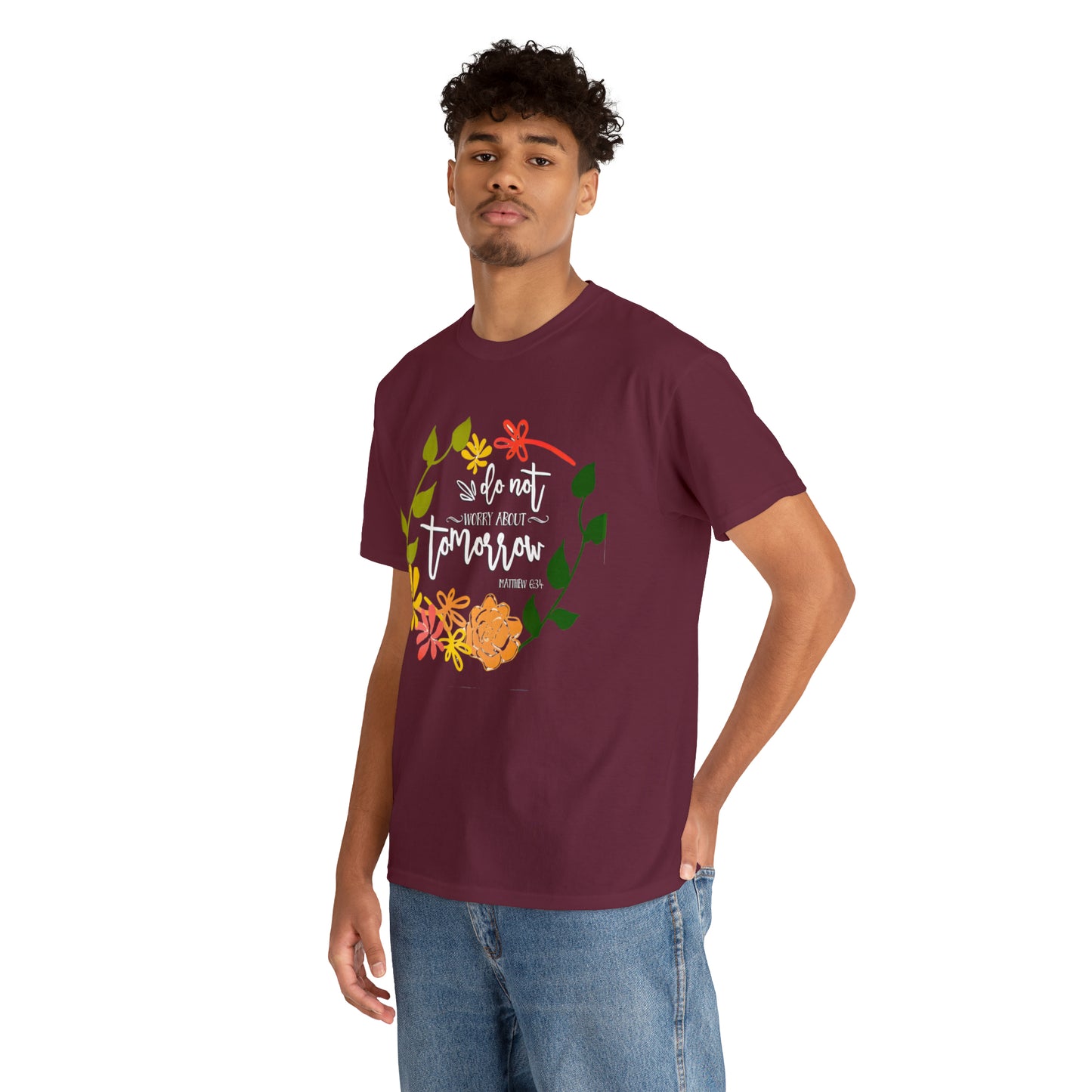 Do not worry about tomorrow (Matthew) - Unisex Heavy Cotton Short Sleeve Tee