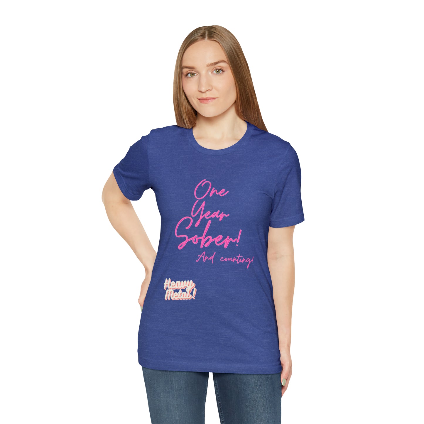 One Year Sober “Heavy Metal” Summer Font  (1 Year Sober) Unisex Jersey Short Sleeve Tee