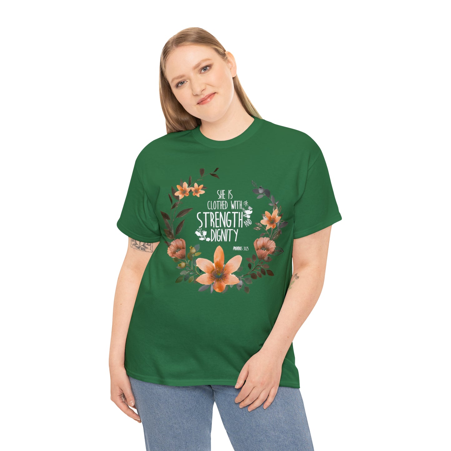 She is clothed with Strength and Dignity - Unisex Heavy Cotton Short Sleeve Tee
