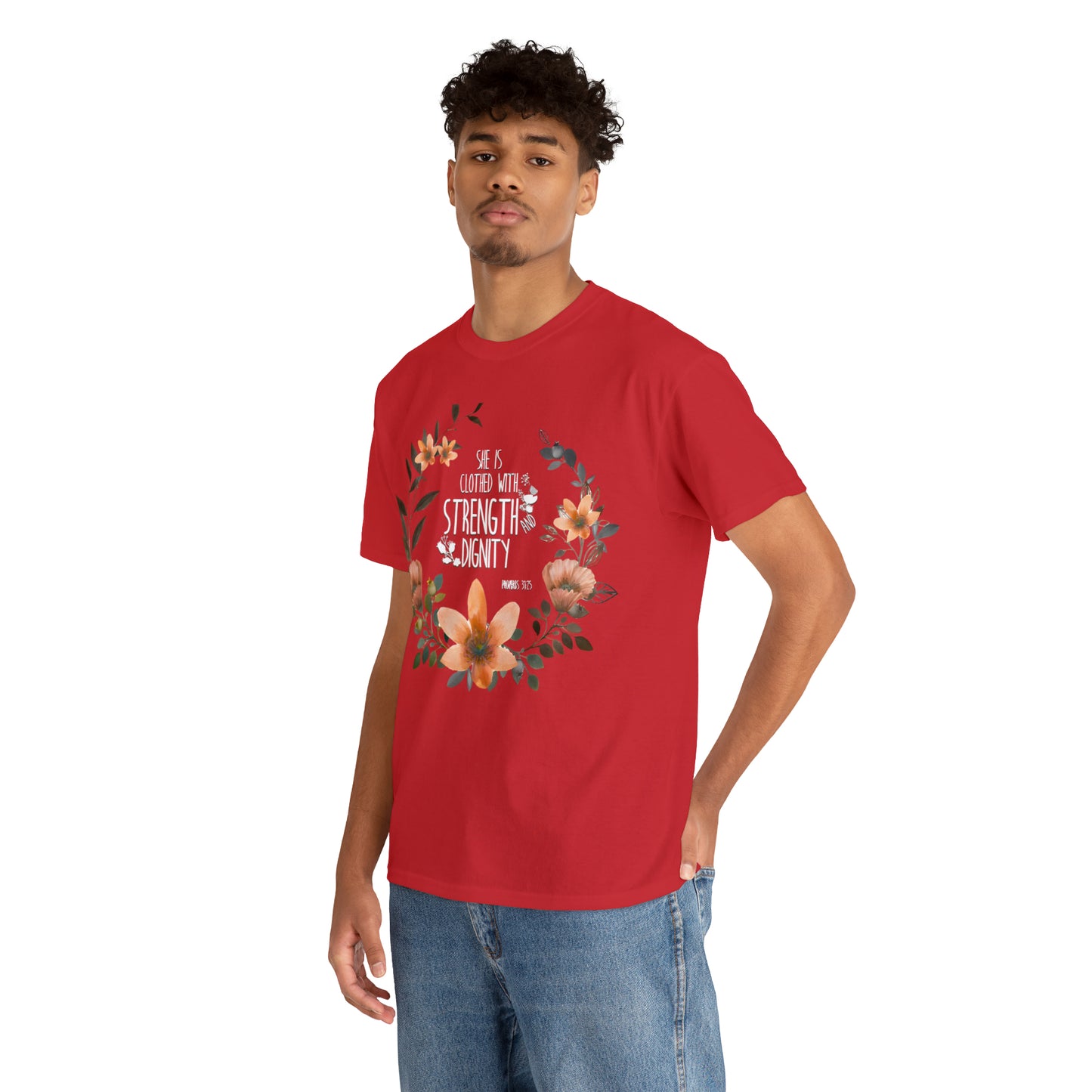 She is clothed with Strength and Dignity - Unisex Heavy Cotton Short Sleeve Tee
