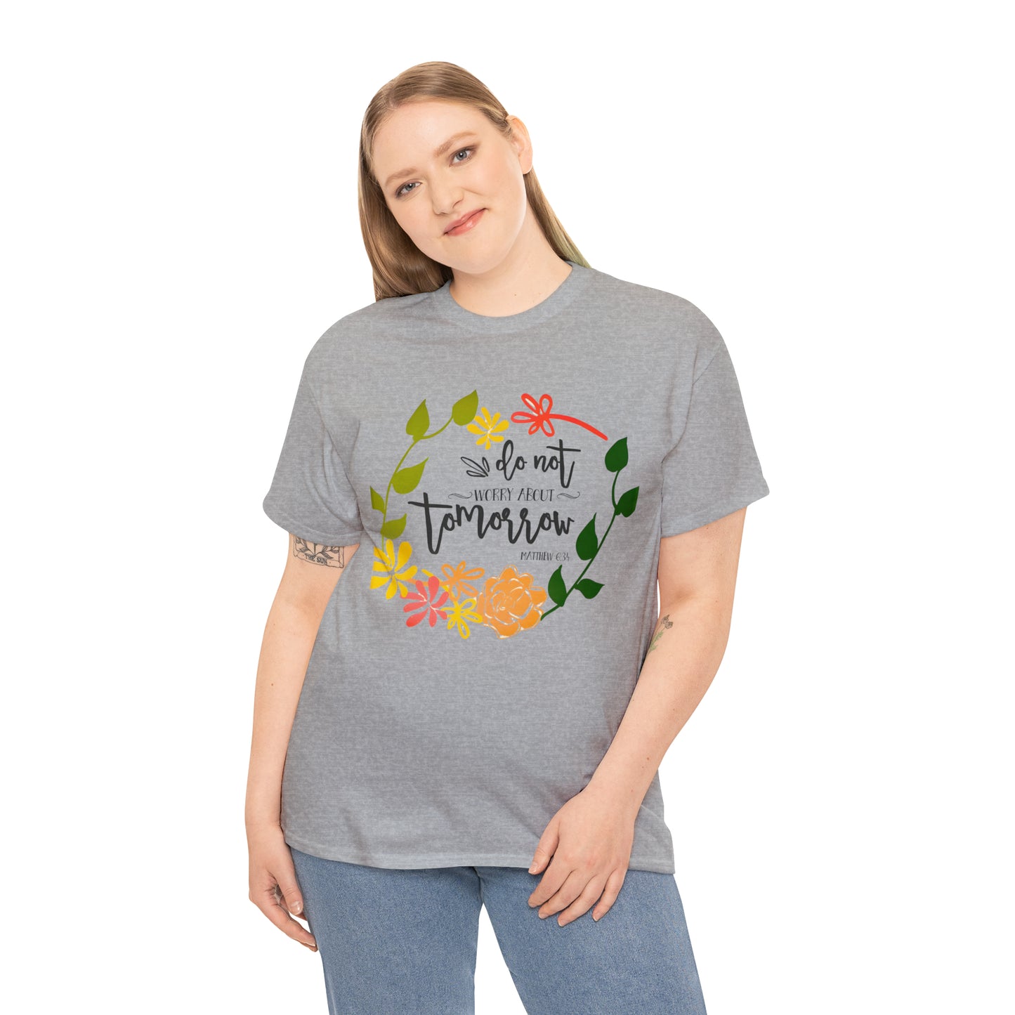 Do not worry about tomorrow (Matthew) - Unisex Heavy Cotton Short Sleeve Tee