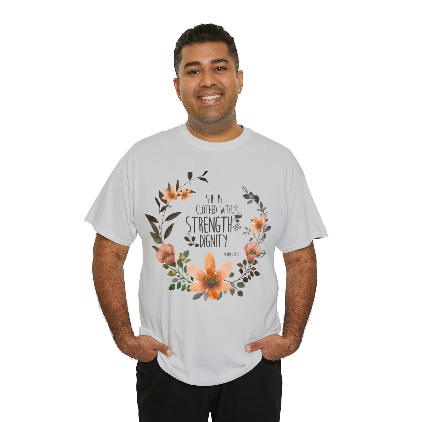 She is clothed with Strength and Dignity - Unisex Heavy Cotton Short Sleeve Tee
