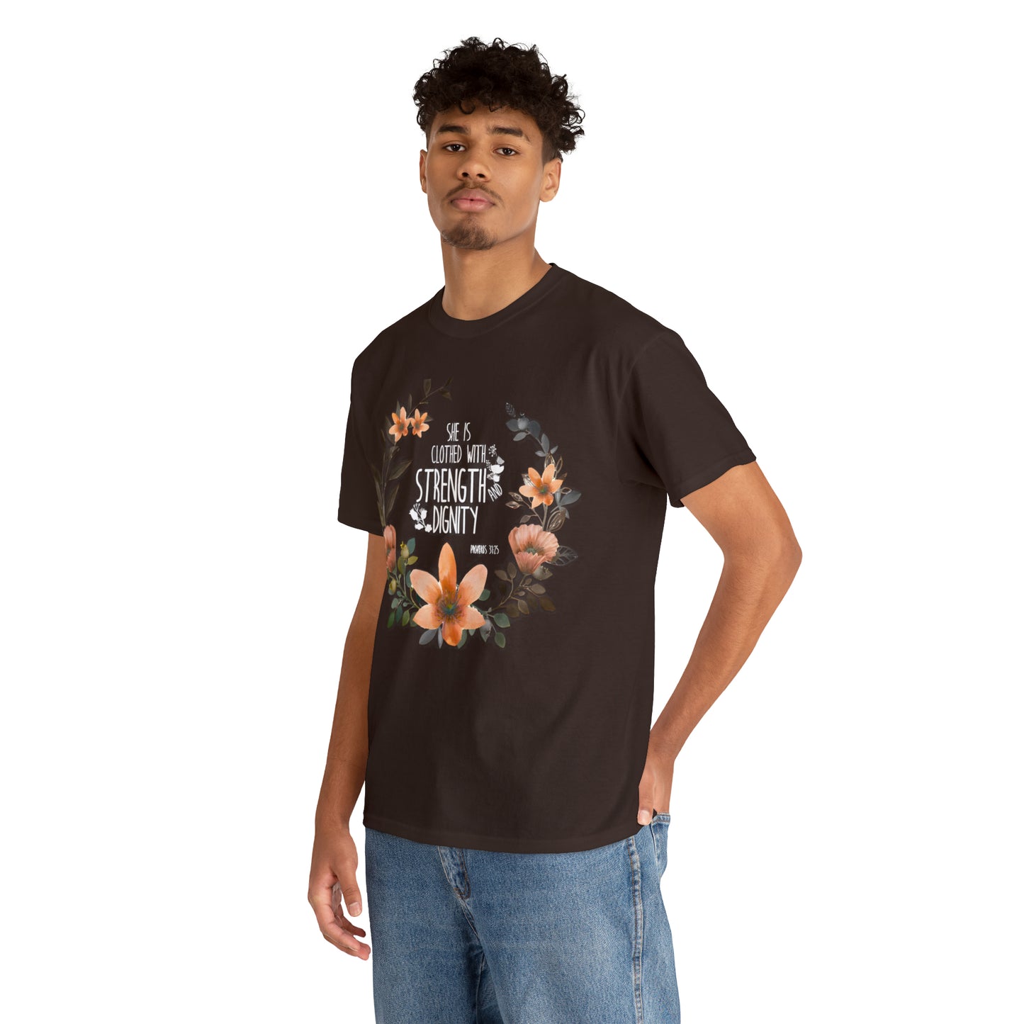 She is clothed with Strength and Dignity - Unisex Heavy Cotton Short Sleeve Tee
