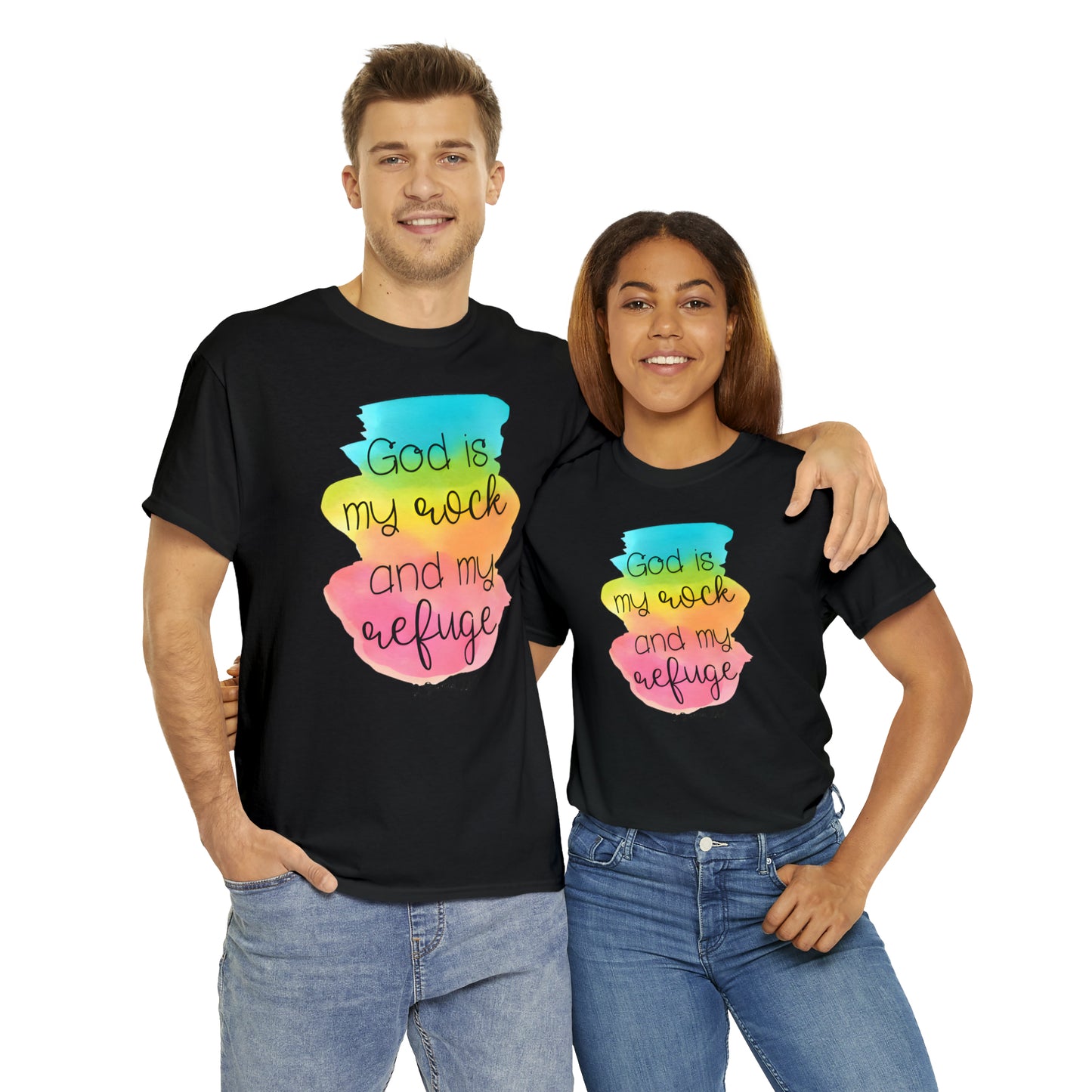 God is my rock and my refuge - Unisex Heavy Cotton Short Sleeve Tee