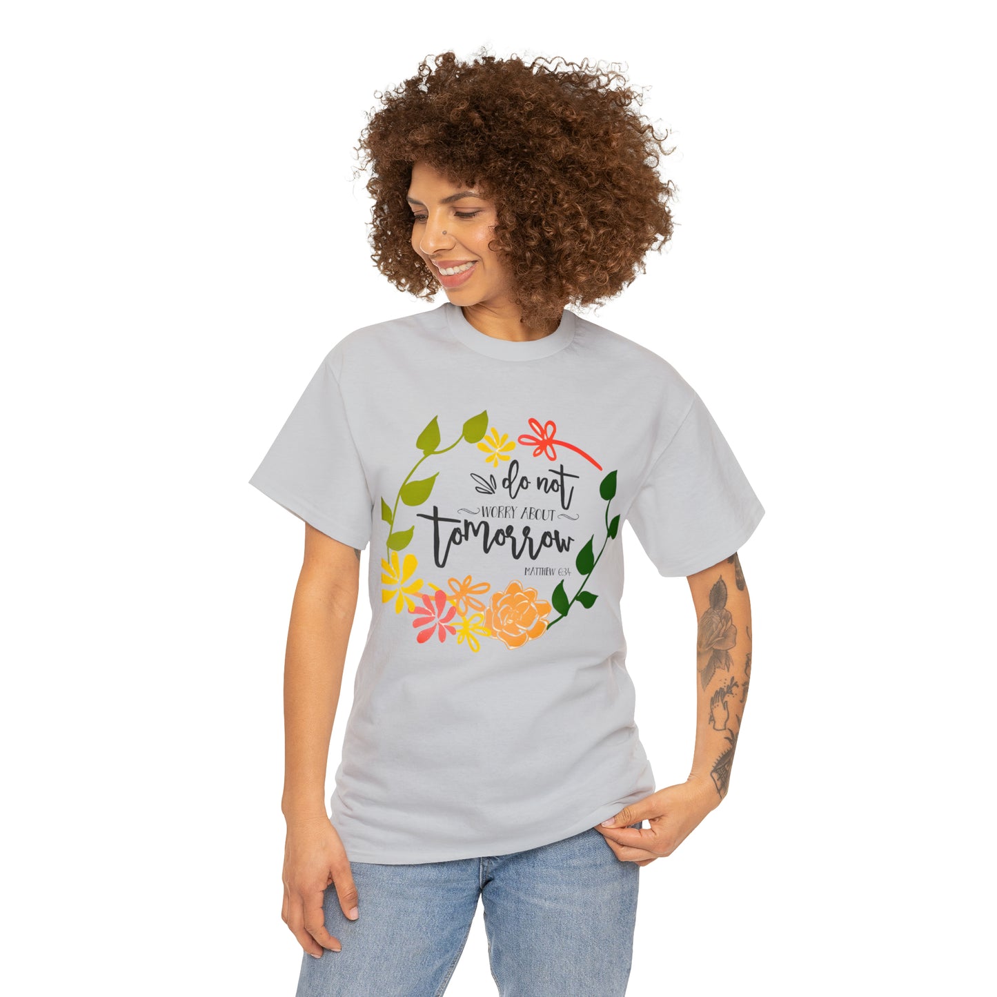 Do not worry about tomorrow (Matthew) - Unisex Heavy Cotton Short Sleeve Tee